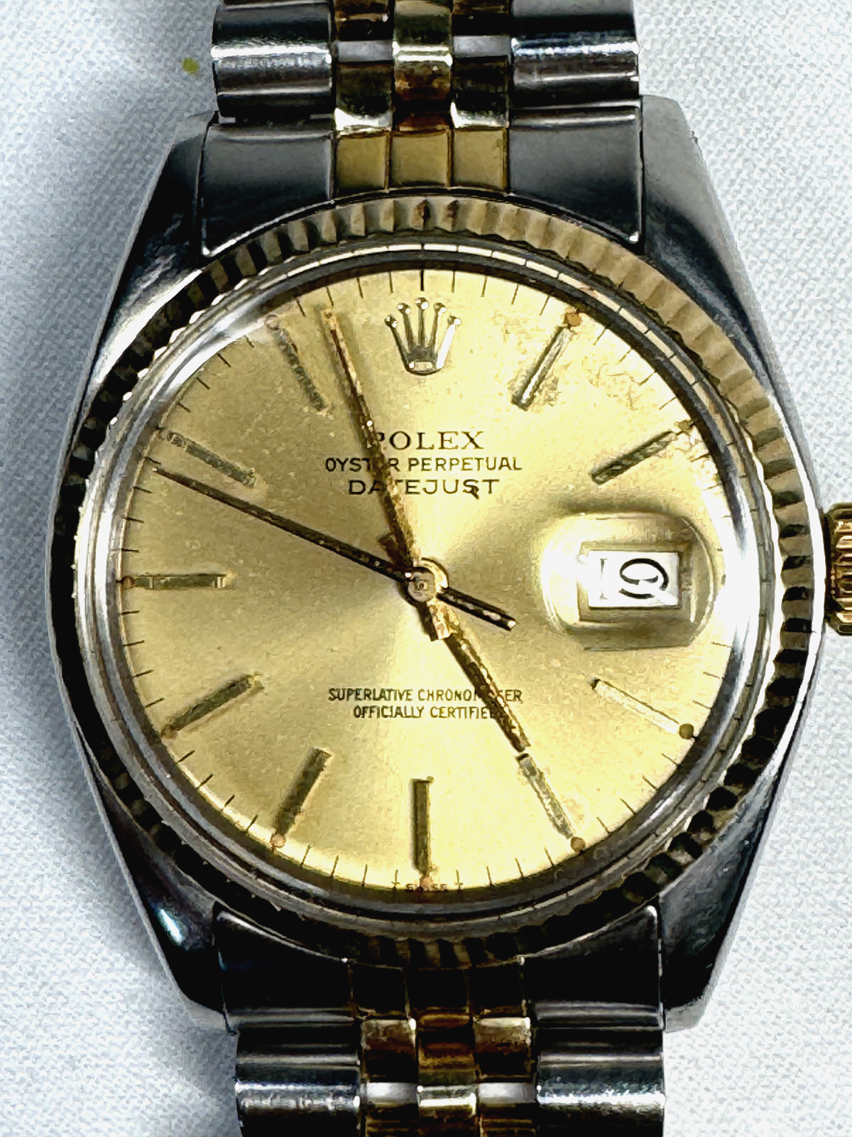 Vintage Rolex Datejust Mens 18k Yellow Gold/Steel Champagne Dial 36mm (ThC)