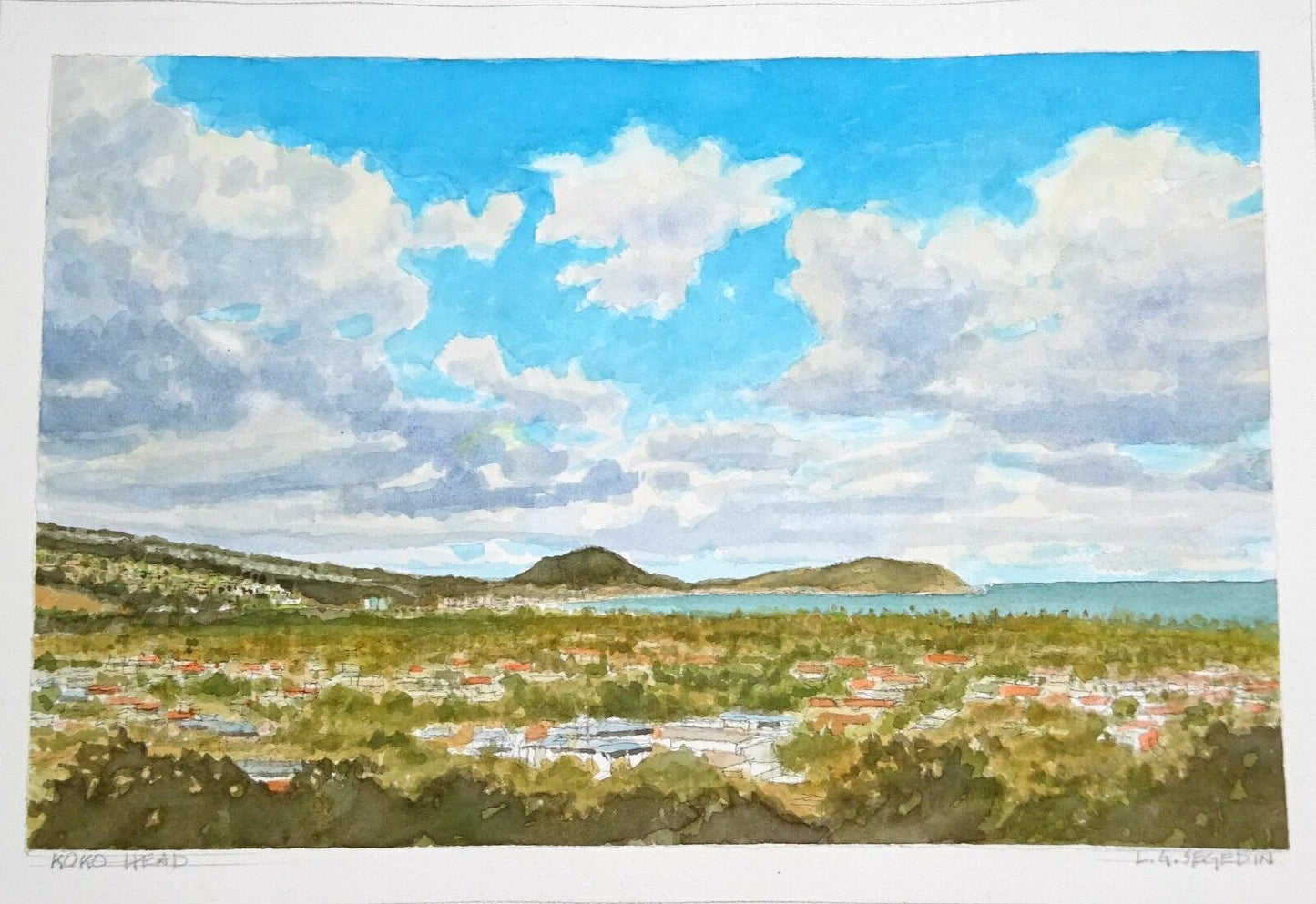 Orig. Hawaii Watercolor Painting "Koko Head poss. Diptych" by L. Segedin #48