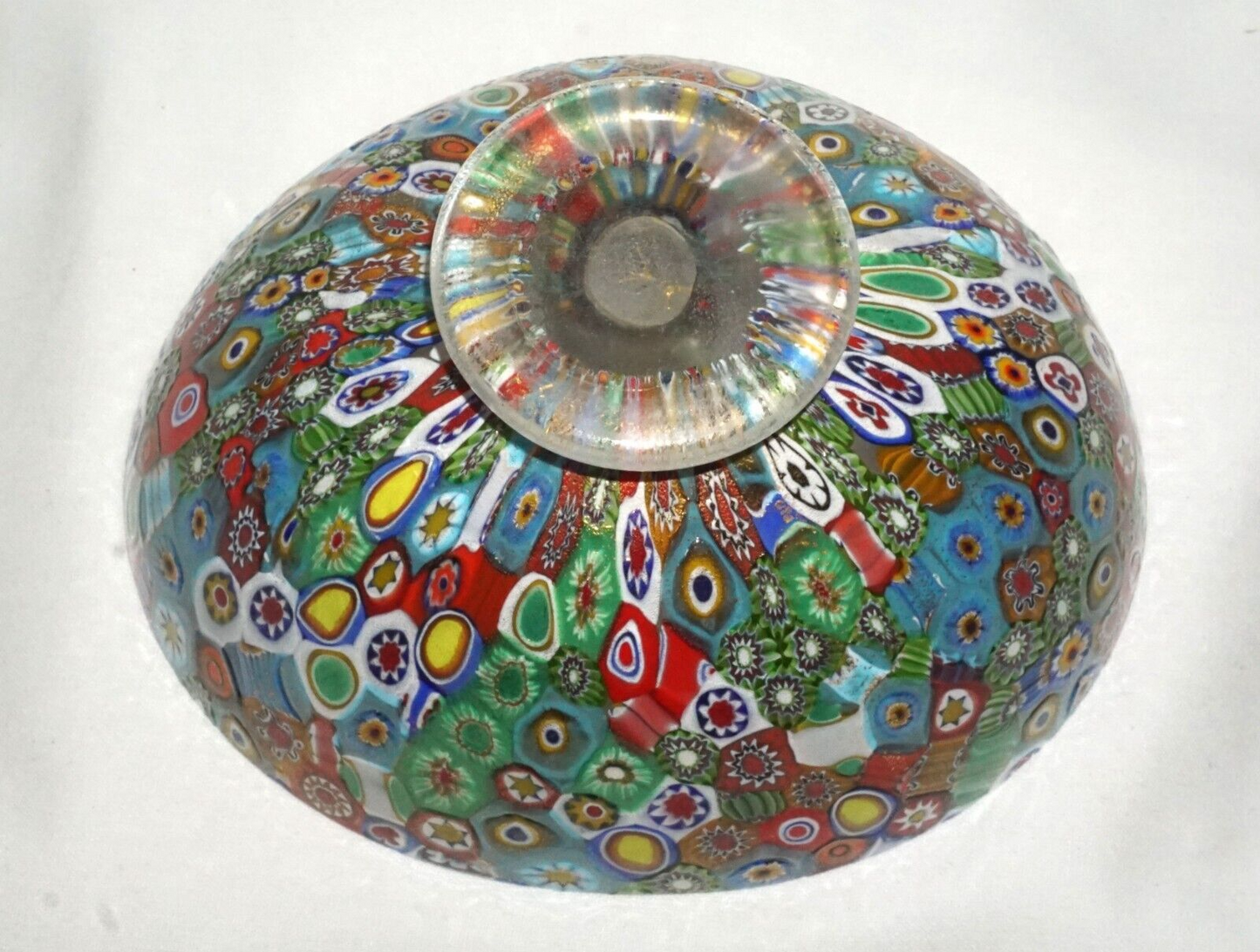 Vintage Italian Murano Millefiori Oval Footed Glass Bowl (MiM)