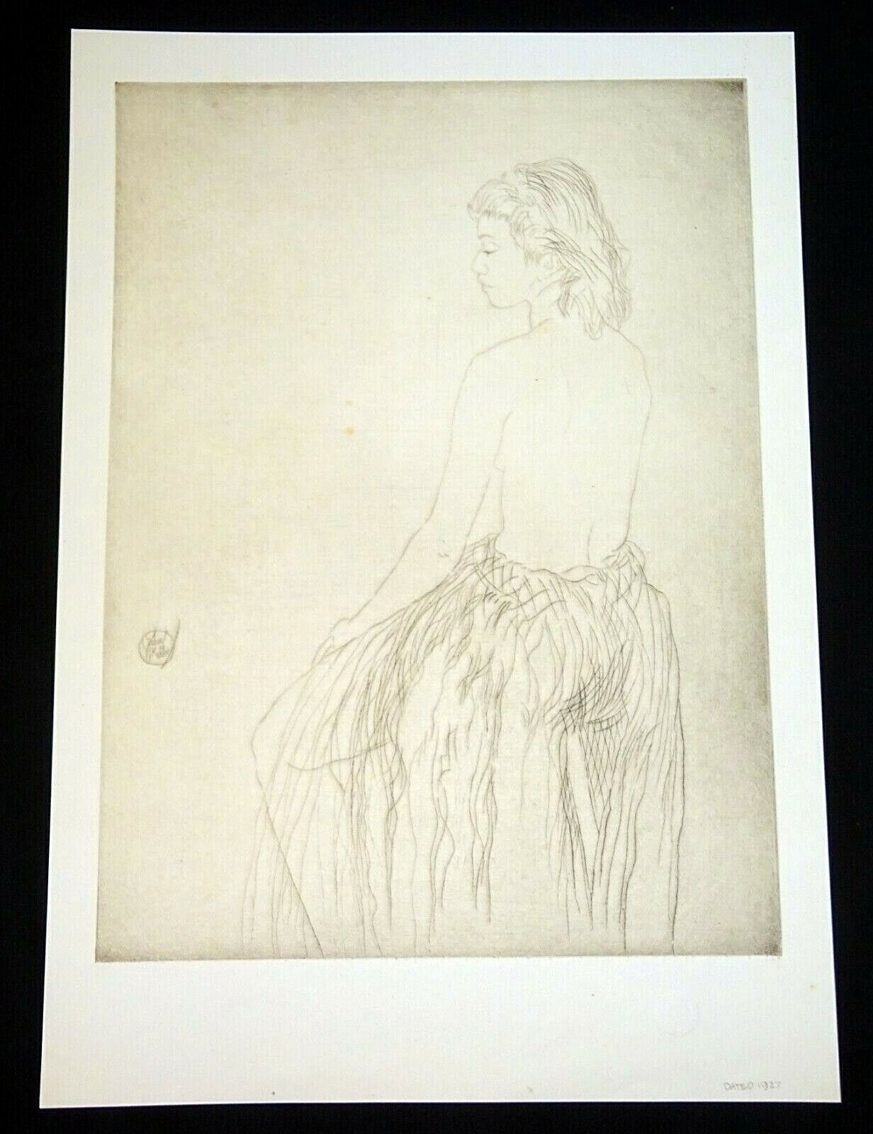 1927 Hawaii Etching Print Grass Skirt Girl by John Melville Kelly (Kel)