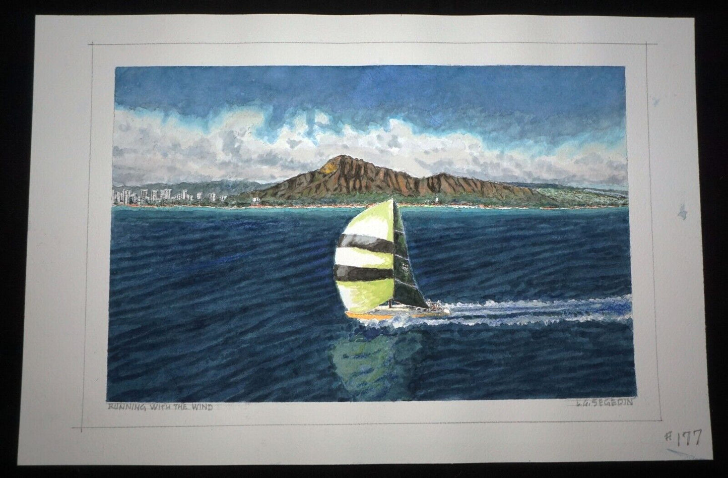 Hawaii Watercolor Painting TransPac Running with the Wind by Larry Segedin #177