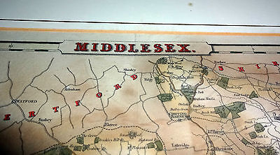 1835 BRITISH MAP of MIDDLESEX - PUBLISHED by PIGOT & Co. LONDON