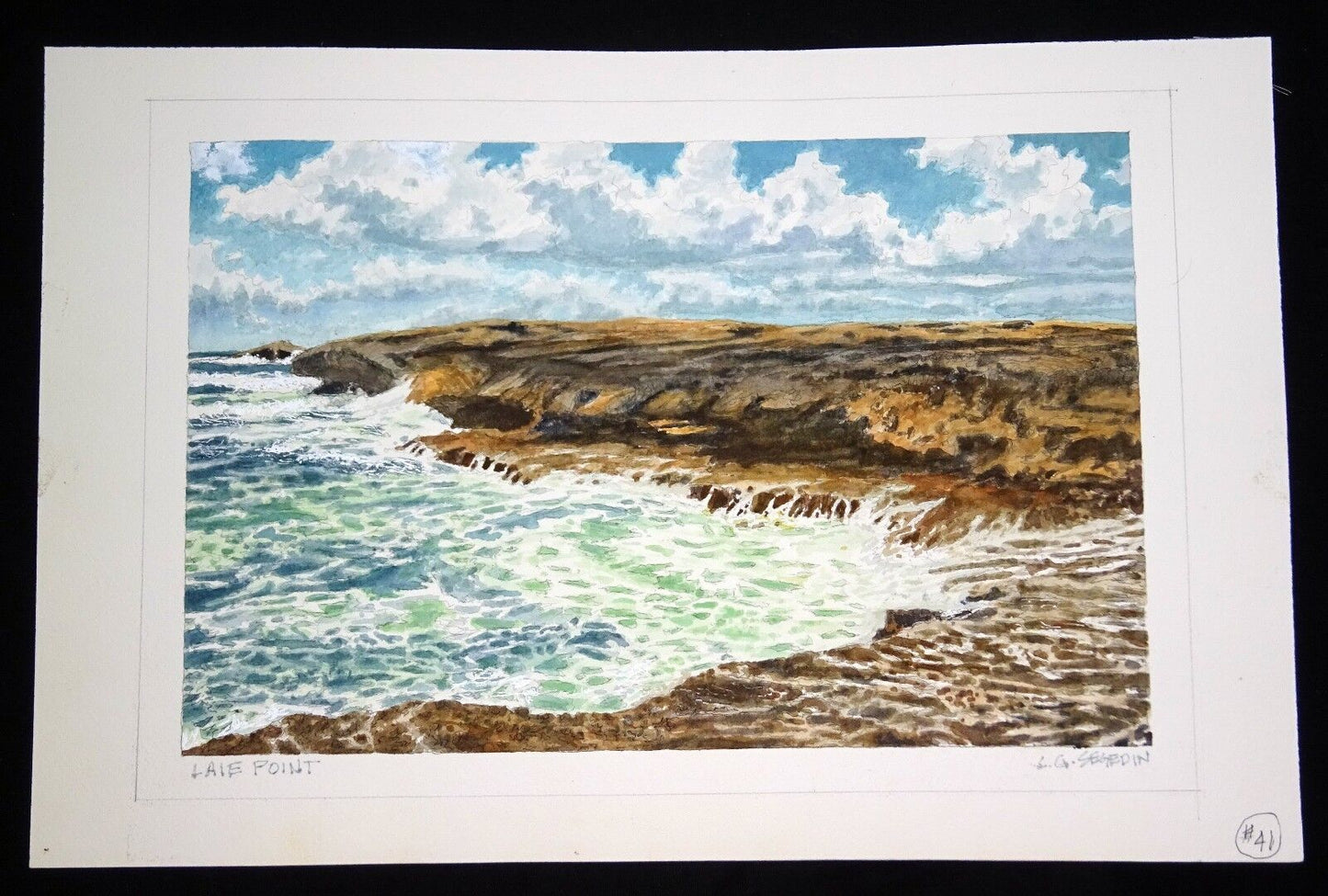 Original Hawaii Watercolor Ocean Painting "Laie Point" by L. Segedin #41
