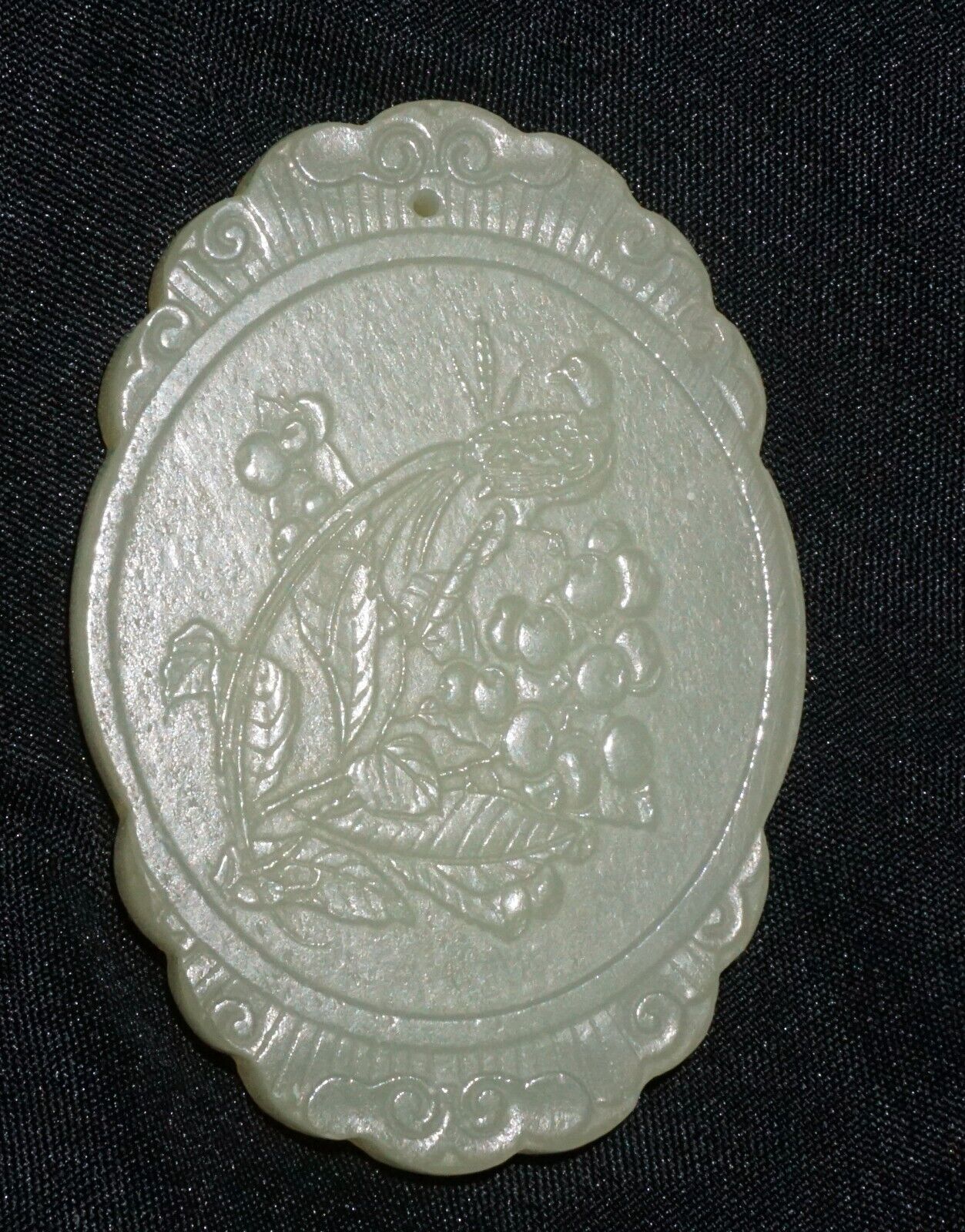 Modern Chinese Nephrite Jade Plaque Pendant w. Figure & Flower Motifs (---)