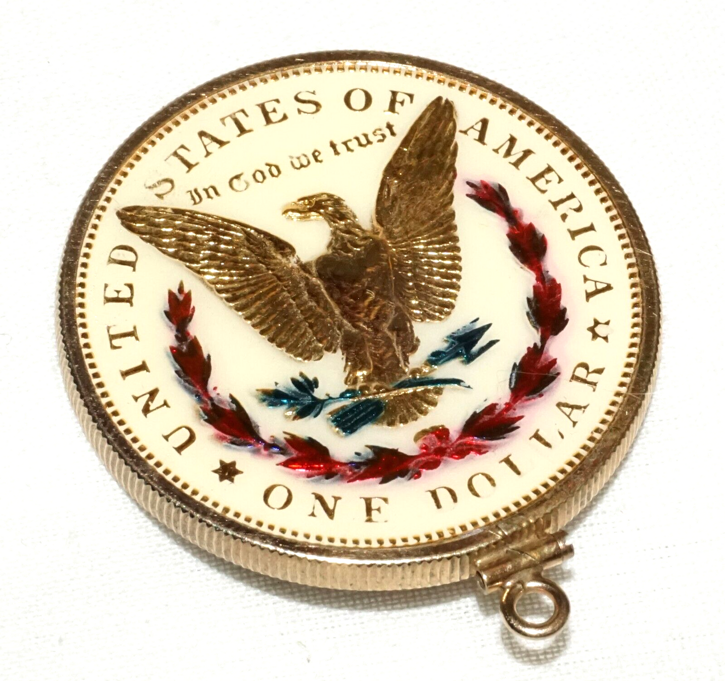 1921 US Morgan Dollar in Multicolor Enamels in G.P. Coin Bezel Pendant (RoT) #3