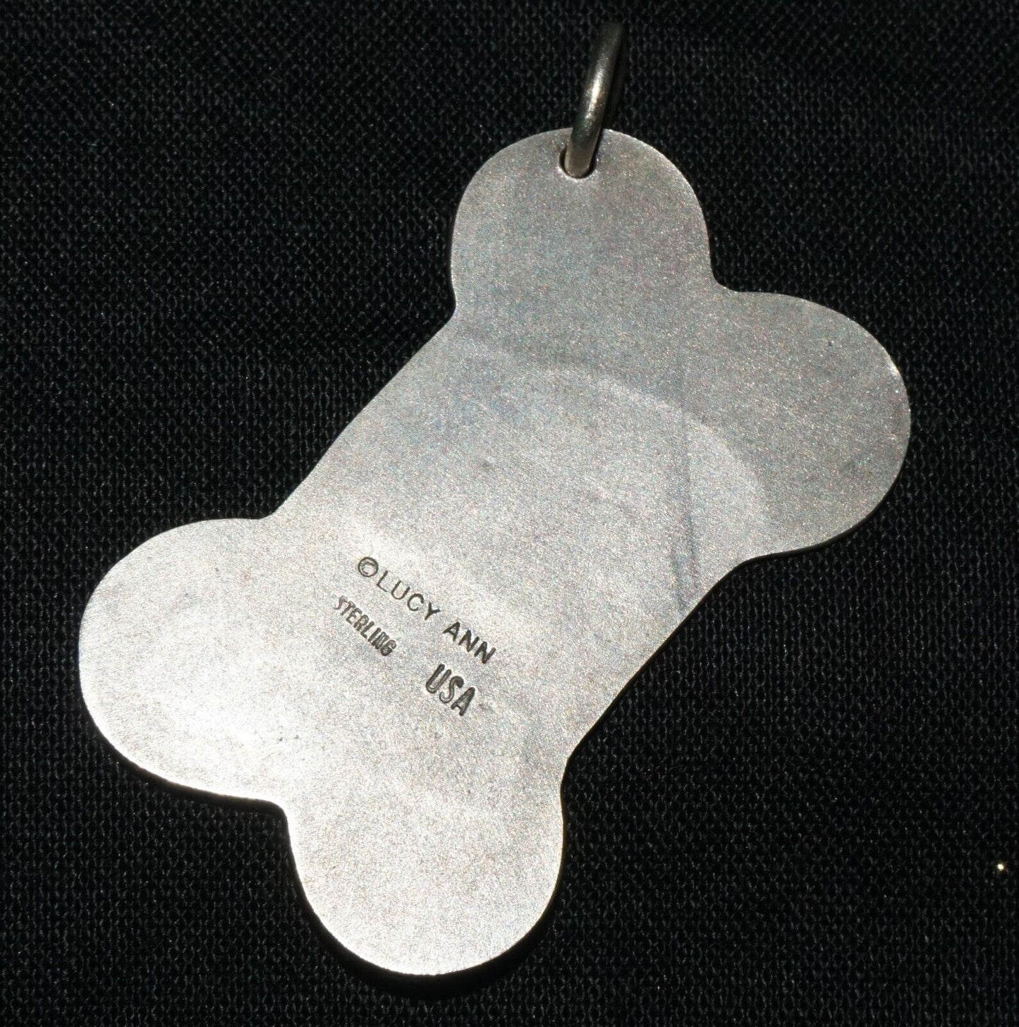 Vintage Sterling Silver Bone Design Dog Tag w. Kalua Name by Lucy Ann (OdC)