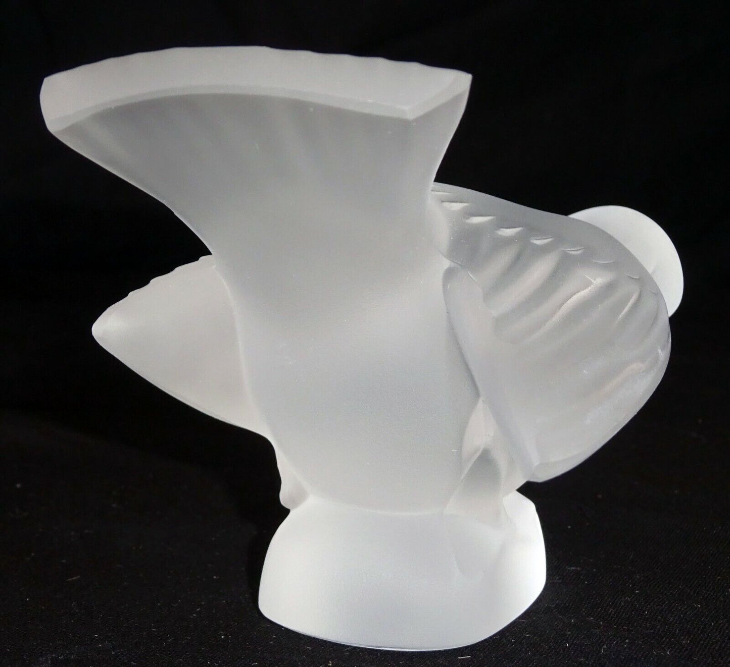 Vintage French Frosted Crystal Sparrow Wing Bird Sculpture by Lalique (MeG)
