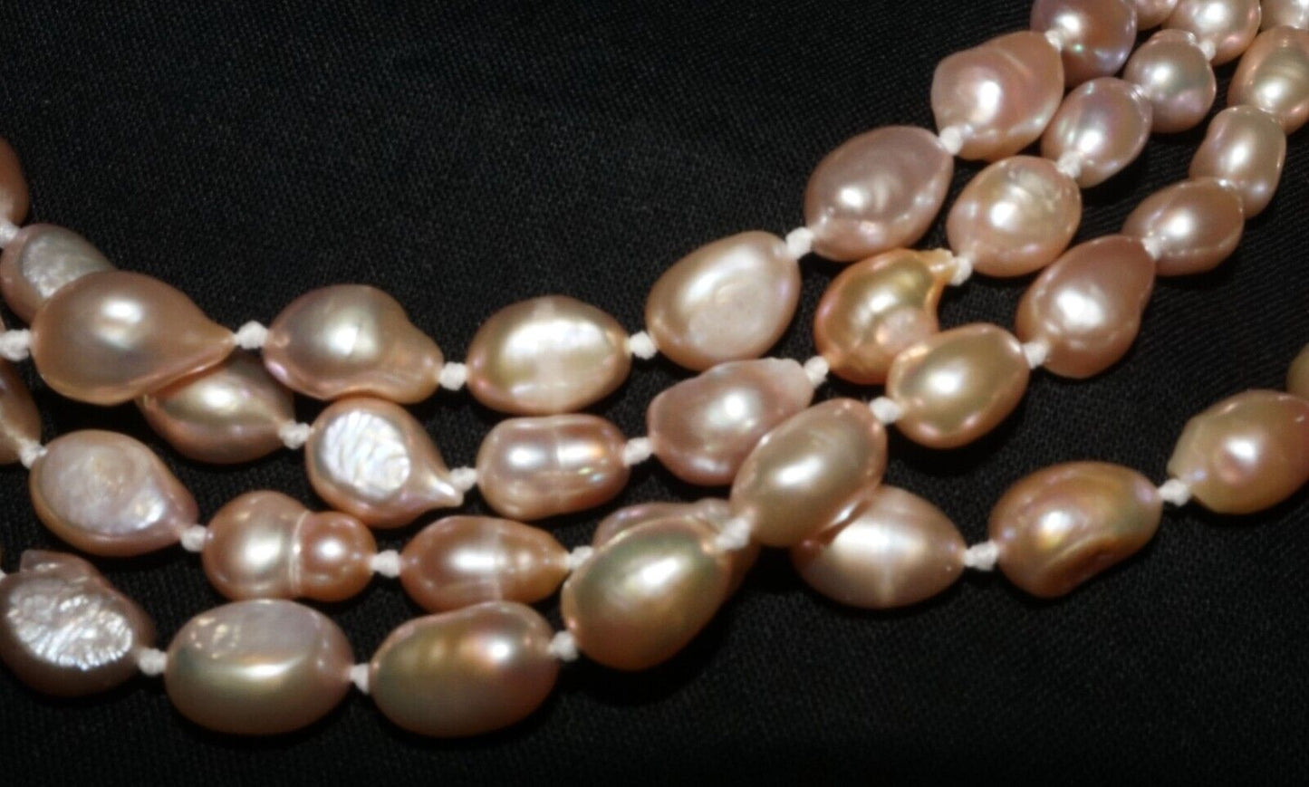 Vintage Baroque Pinkish Bronze Colored Super Long 64" Pearl Necklace (AHB)