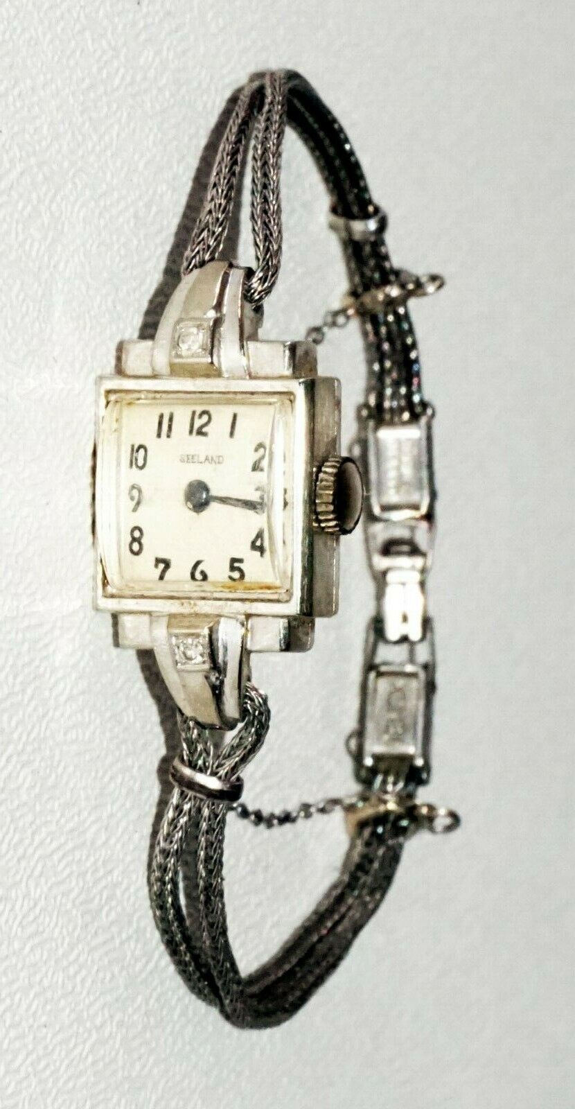 70s Swiss 14k White Gold Diamond Ladies by Seeland Baylor Watch Co. (TaE)#74