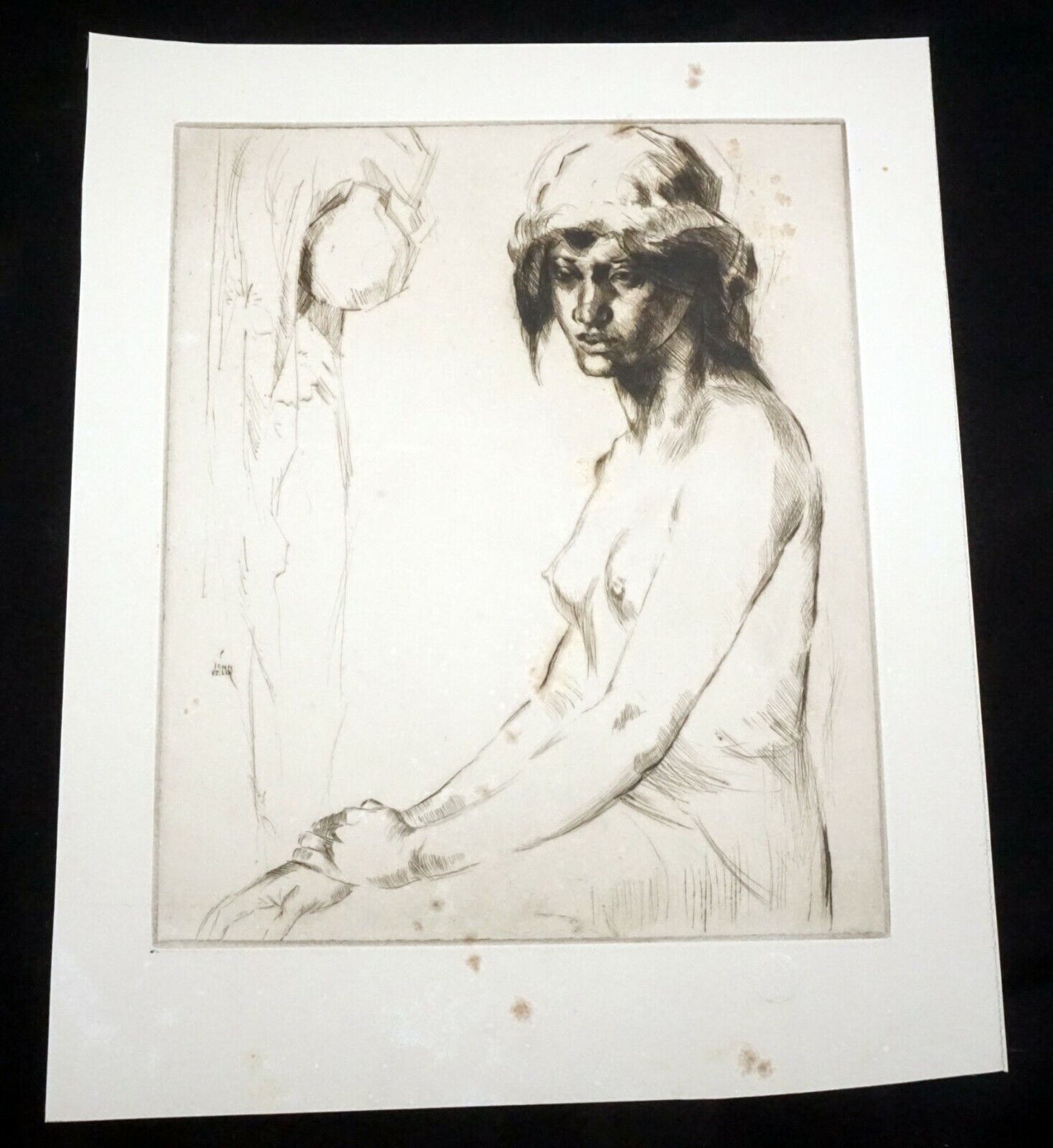 '30s Hawaii Etching Print Girl of Hawaii by John Melville Kelly (1879-1962)(Kel)