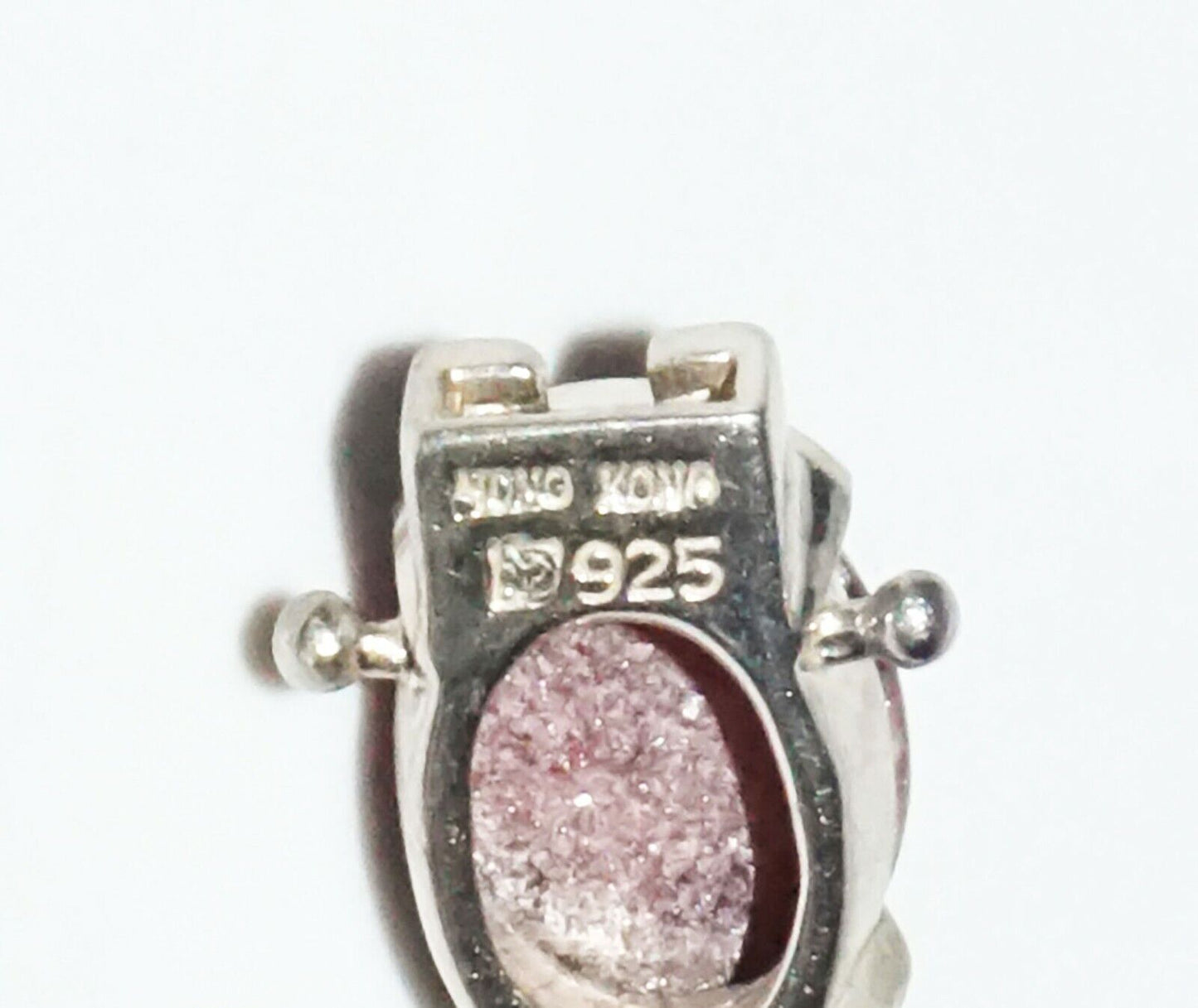 Vintage Hong Kong Sterling Silver Bracelet w 8x Oval Rhodonite Accents (SaR)#204