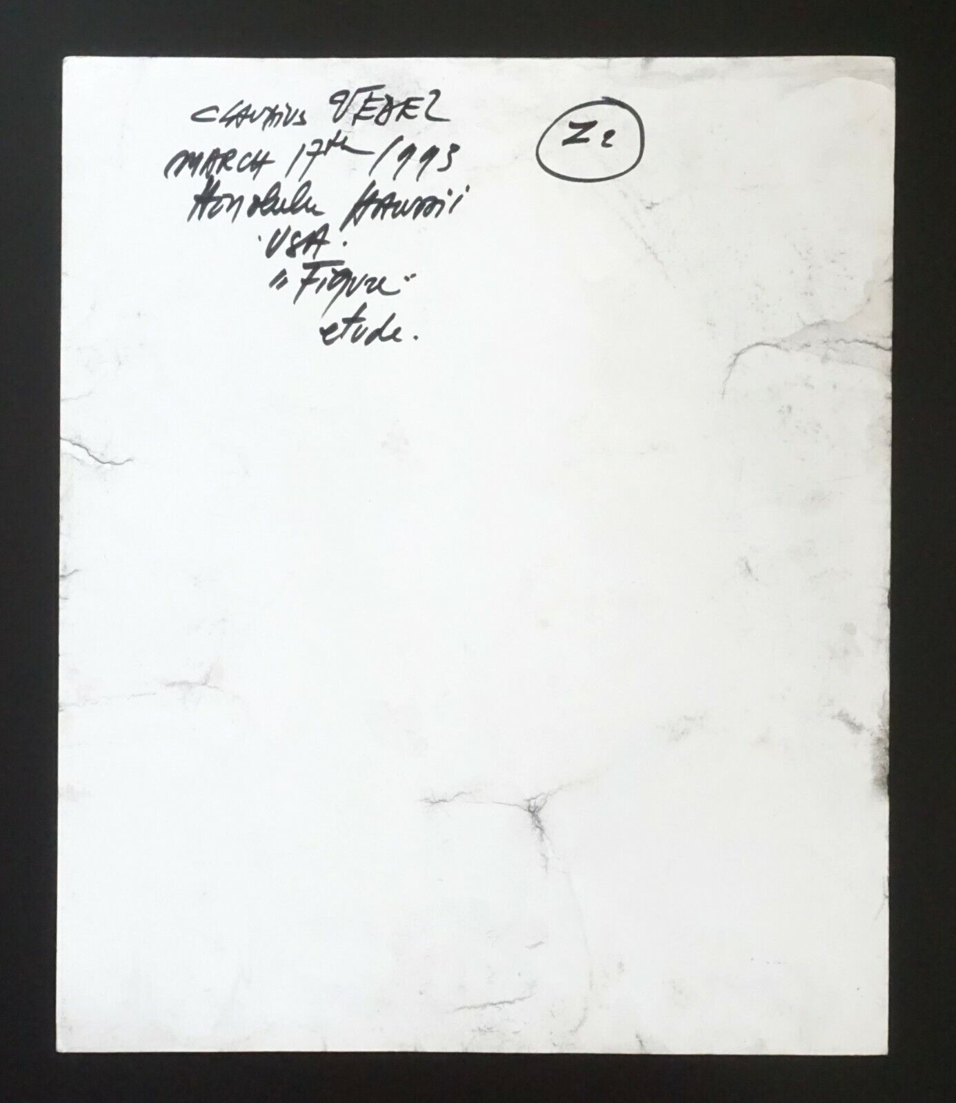 France Outsider Art Ink Painting Bald Figure Portrait by Claude Vedel (EtJ)#66