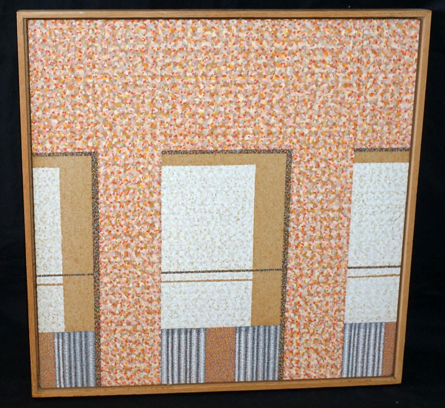 '72 US Oil Painting Orange Tan & Grey Windows Michael Vinson Clark (B 1946)(PaR)