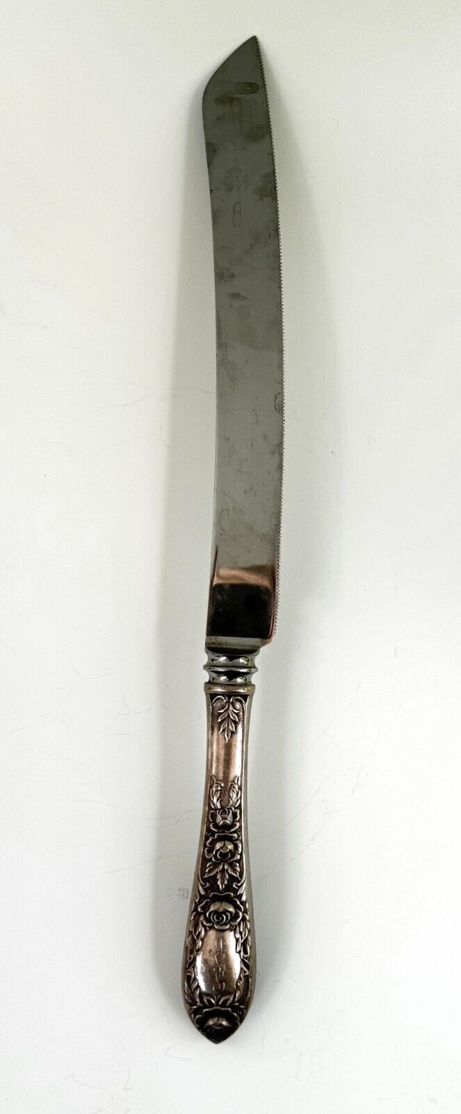 Vintage Sheffield Sterling Silver Floral Carving Knife w Monogram (WeP)