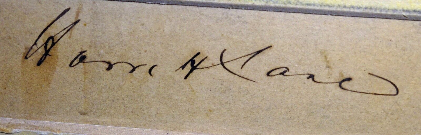 19C Victorian Gouache WC Portrait Painting Woman in Interior illegibly sign(Sto)