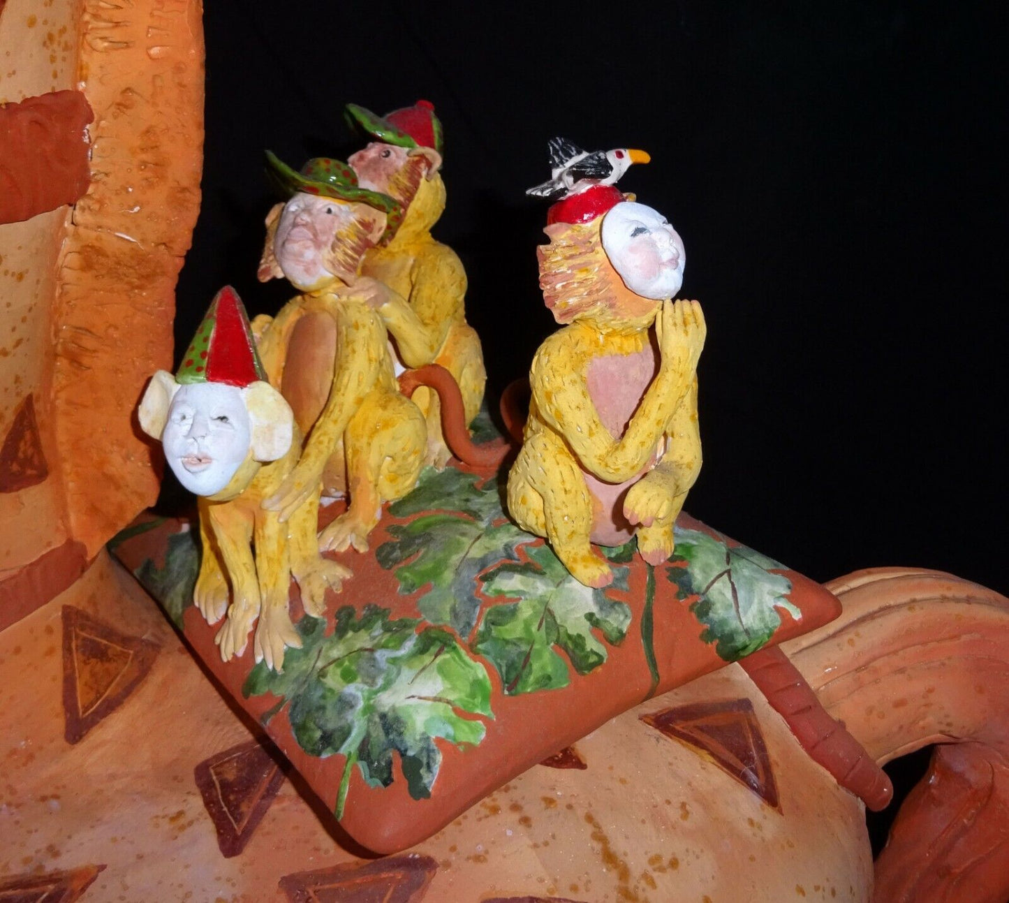 Hawaii Pottery Sculpture Horse Around Monkey Business by Vicky Chock (Z)