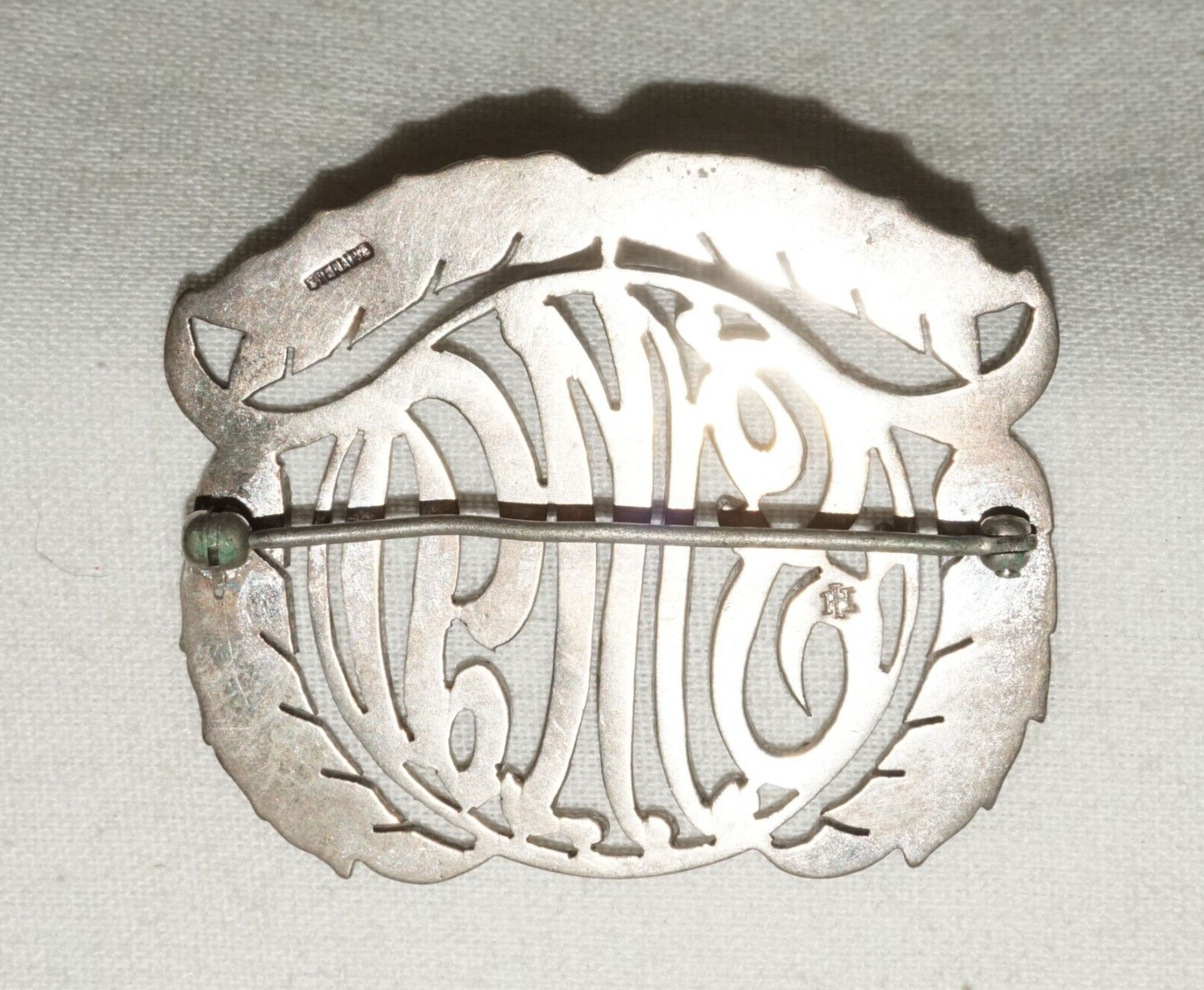 Antique Sterling Silver Monogram GMD Brooch w. Marcasite Accents (InS)#L1