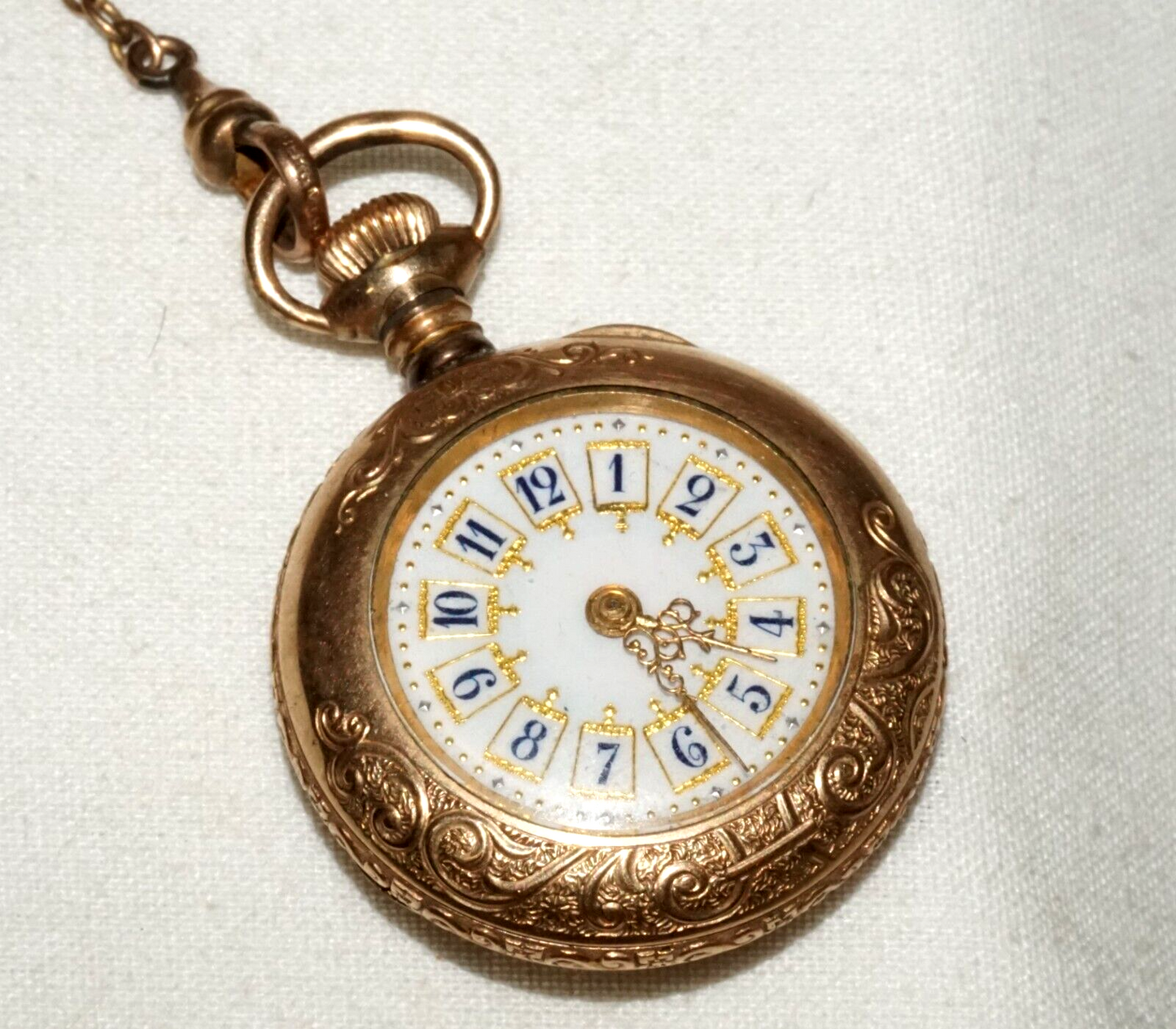 1900 US Gold Plated Ladies Pocket Watch by New England Watch Co. (LeD)