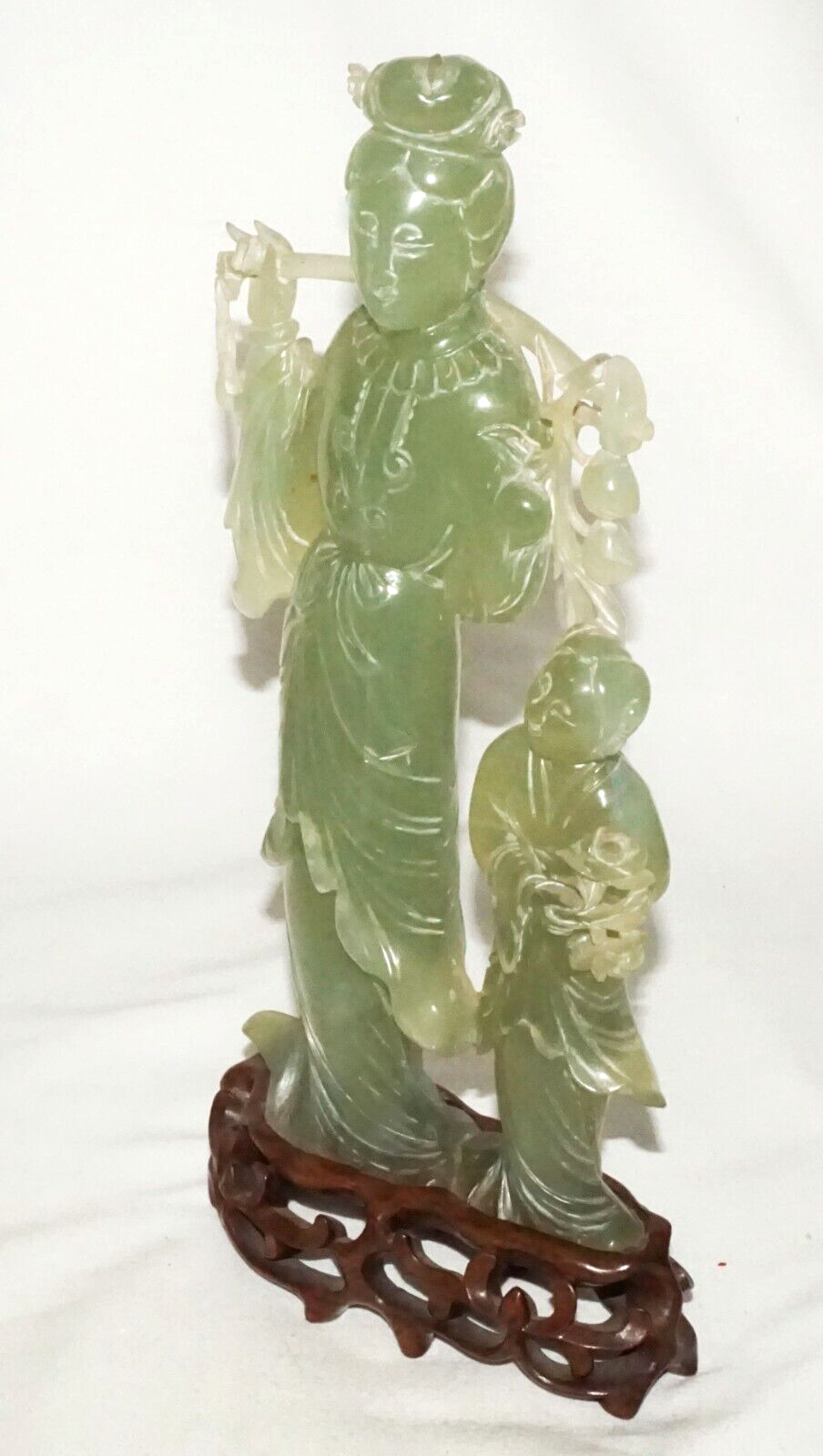 Vintage Chinese Soapstone Carved Robed Female & Male Figure Sculpture (WiR)