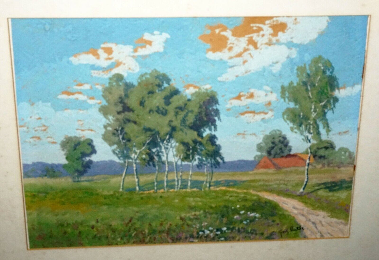 1930s German Gouache Painting "Country Road" by Franz Dudde (1889-1965)(***)