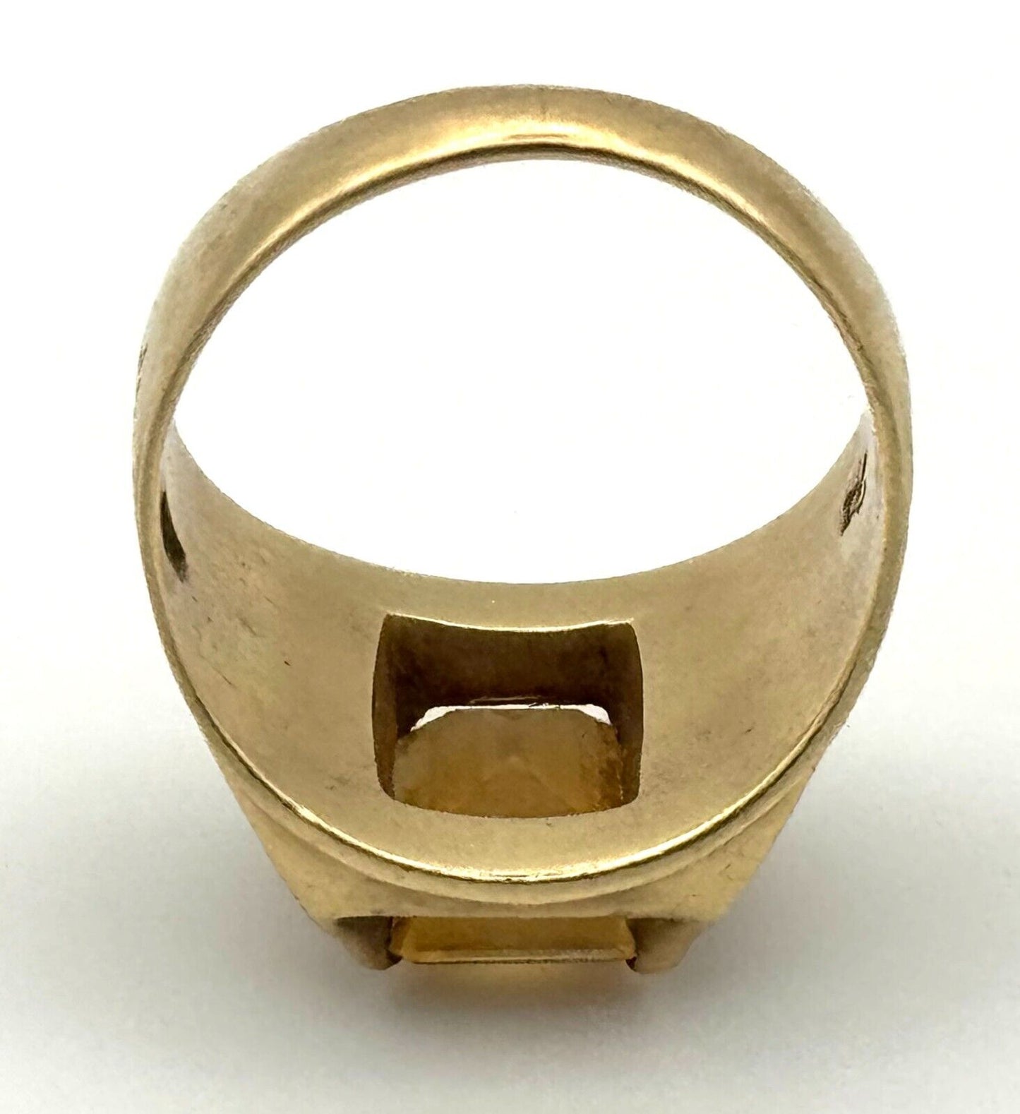 Vintage 14k Yellow Gold Textured Ring Sz 8.75 & 1x Citrine Approx. 2.60 ct (TuC)