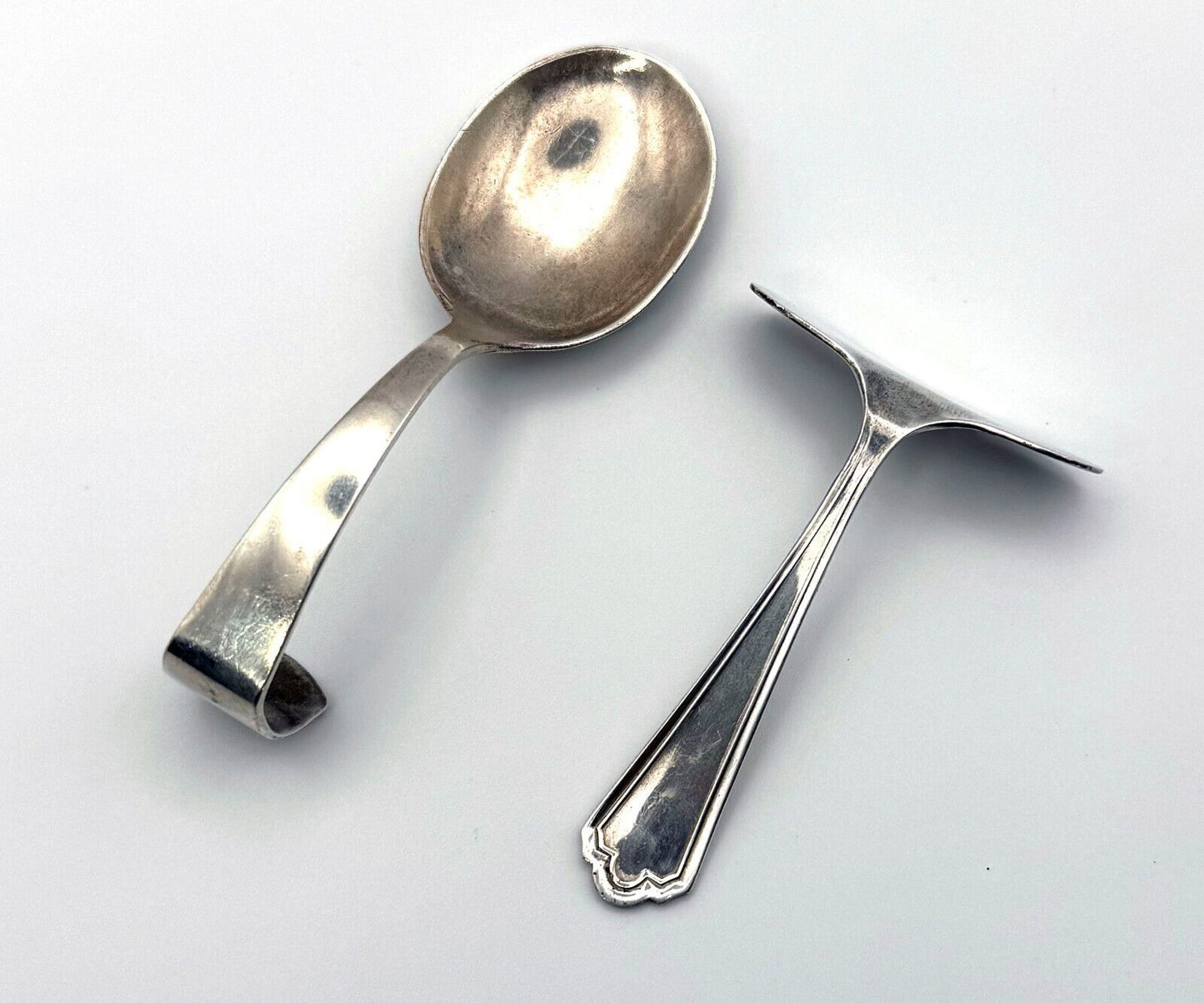 Vintage Sterling 925 Baby Infant Silverware / Pusher & Spoon (MiM)