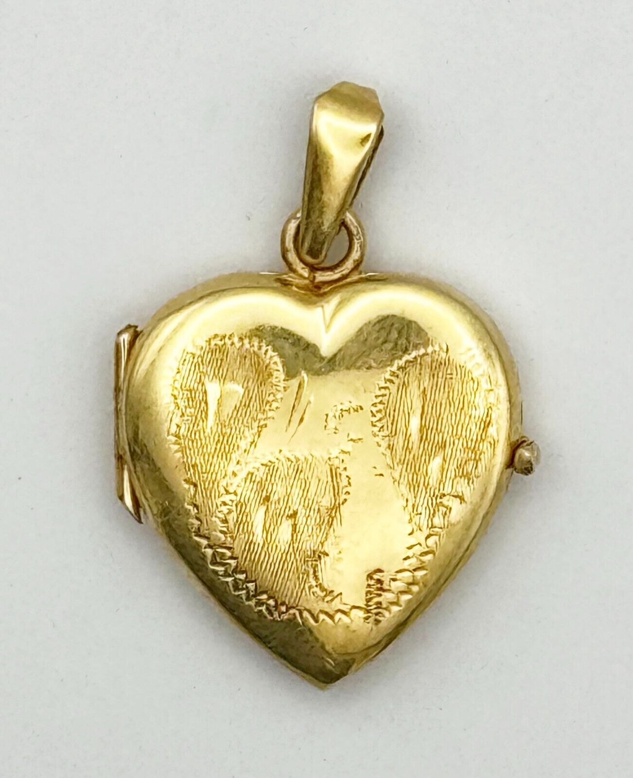 Vintage Italian 14k Yellow Gold Double Heart Locket Pendant for 2 Photos (McC)
