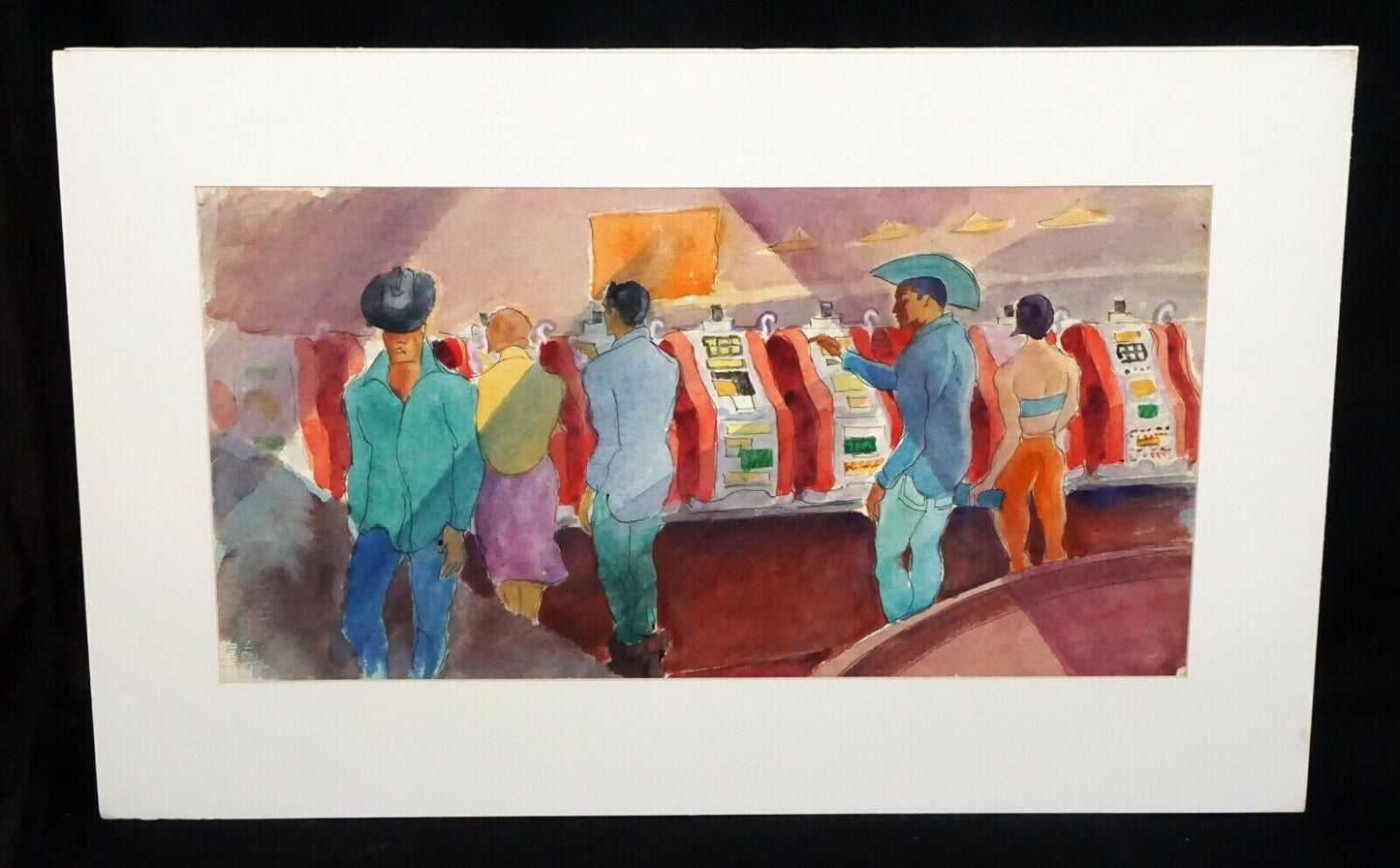 '50s Nevada WC Painting "Casino & Slots" by Robert Lee Eskridge (1891-1975)(BeG)