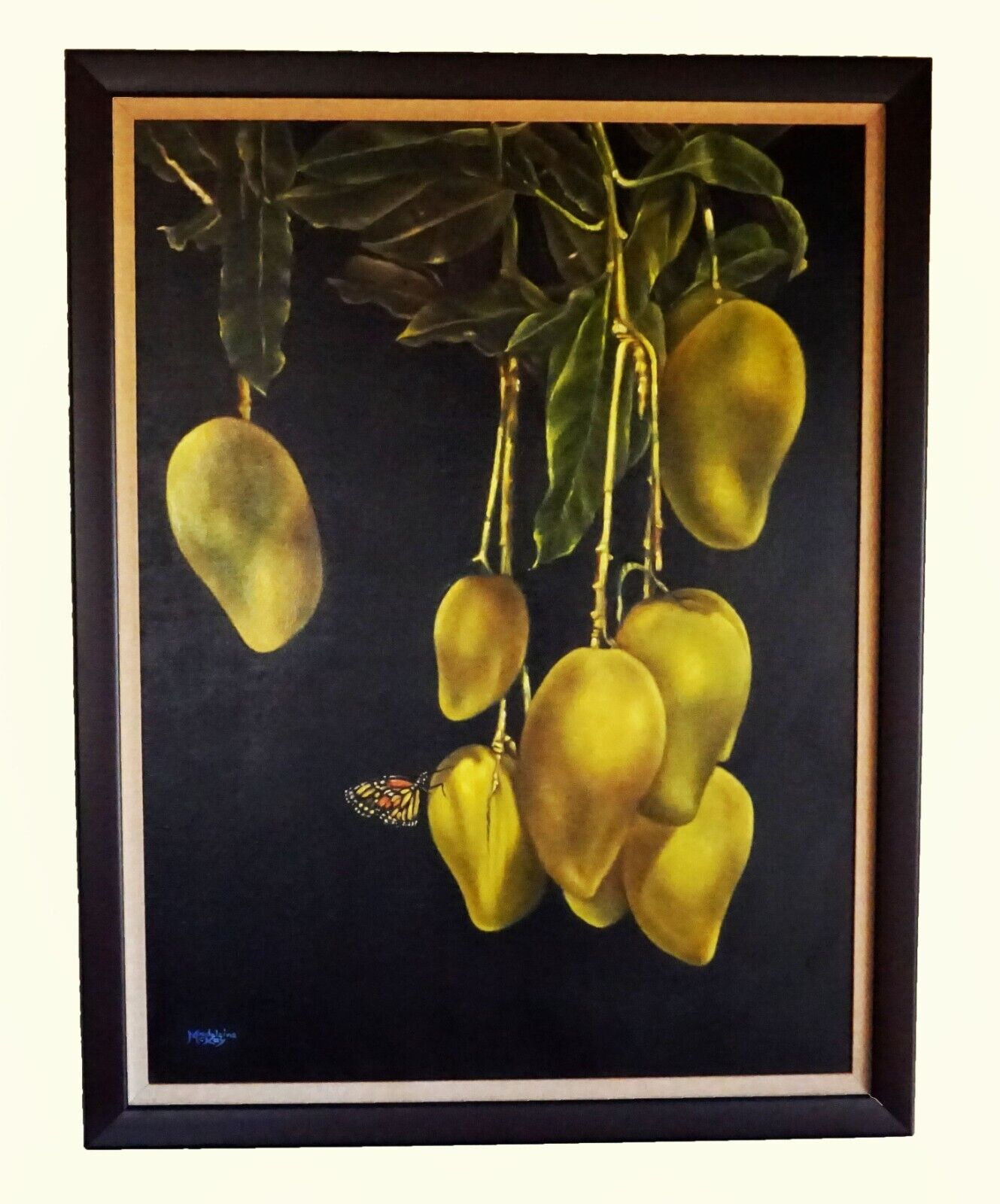 Hawaii Realism Style Oil Painting "Monarch & Mango" by Madeleine McKay (McM)