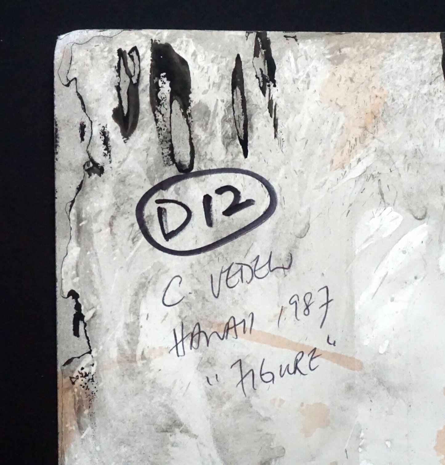 France Outsider Art Ink Wash Painting Buddhist Face by Claude Vedel (EtJ)#36