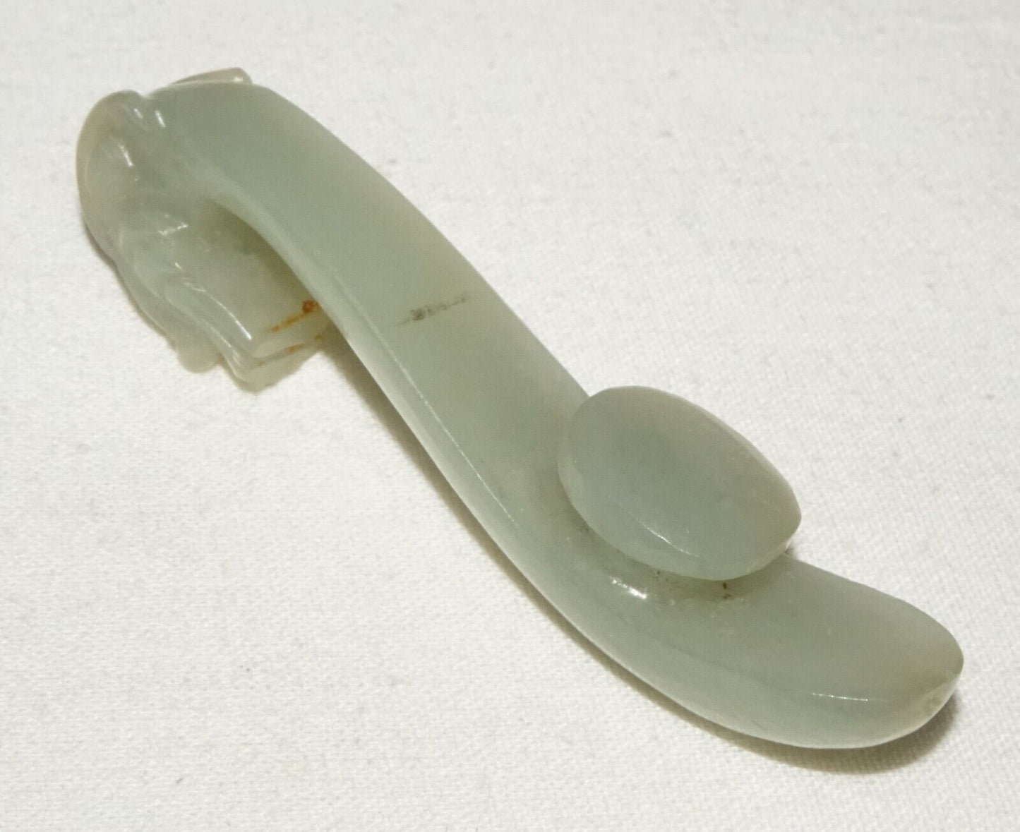 Antique Chinese Grey Green Nephrite Jade Dragon Belt Hook (UVi)#7