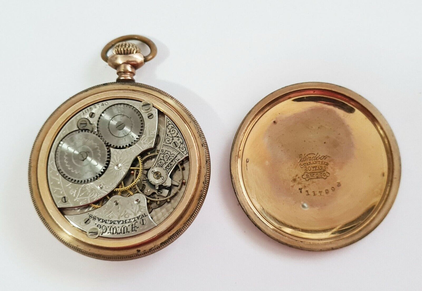 1902 US Gold Plated Open Face Mens Pocket Watch by Waltham Watch Co. (AHB)