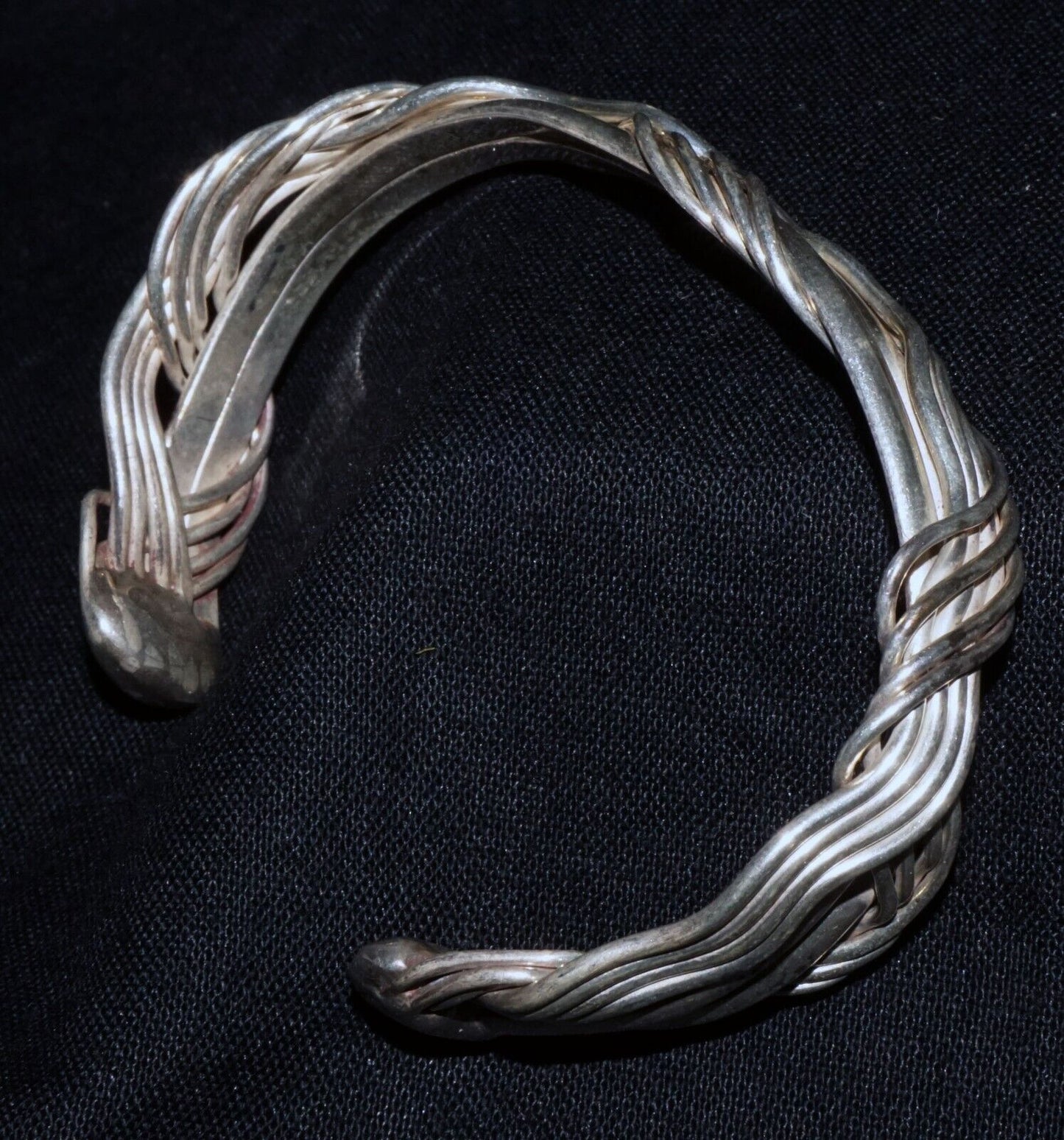 Vintage Modernist Sterling Silver Cuff Bracelet Wire & Bar Design unsigned (WoJ)