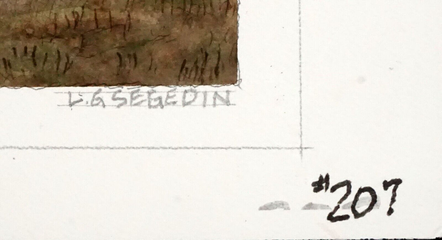 Hawaii Watercolor Painting Mauna Loa Eruption from Saddle Road L. Segedin #207