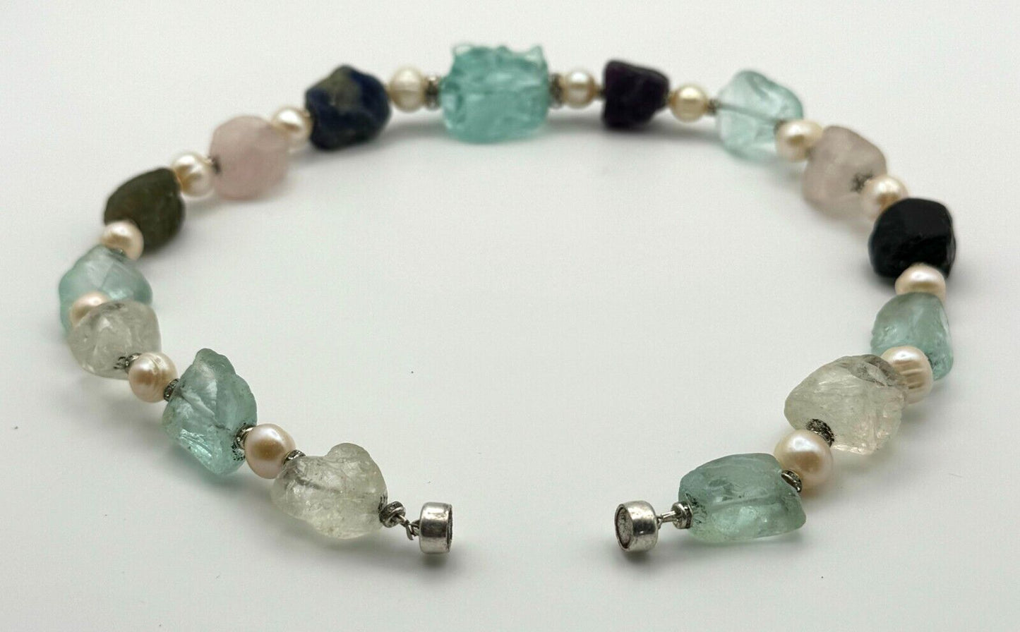 Multi-Gemstone & Freshwater Pearl Necklace 17" (KnK)