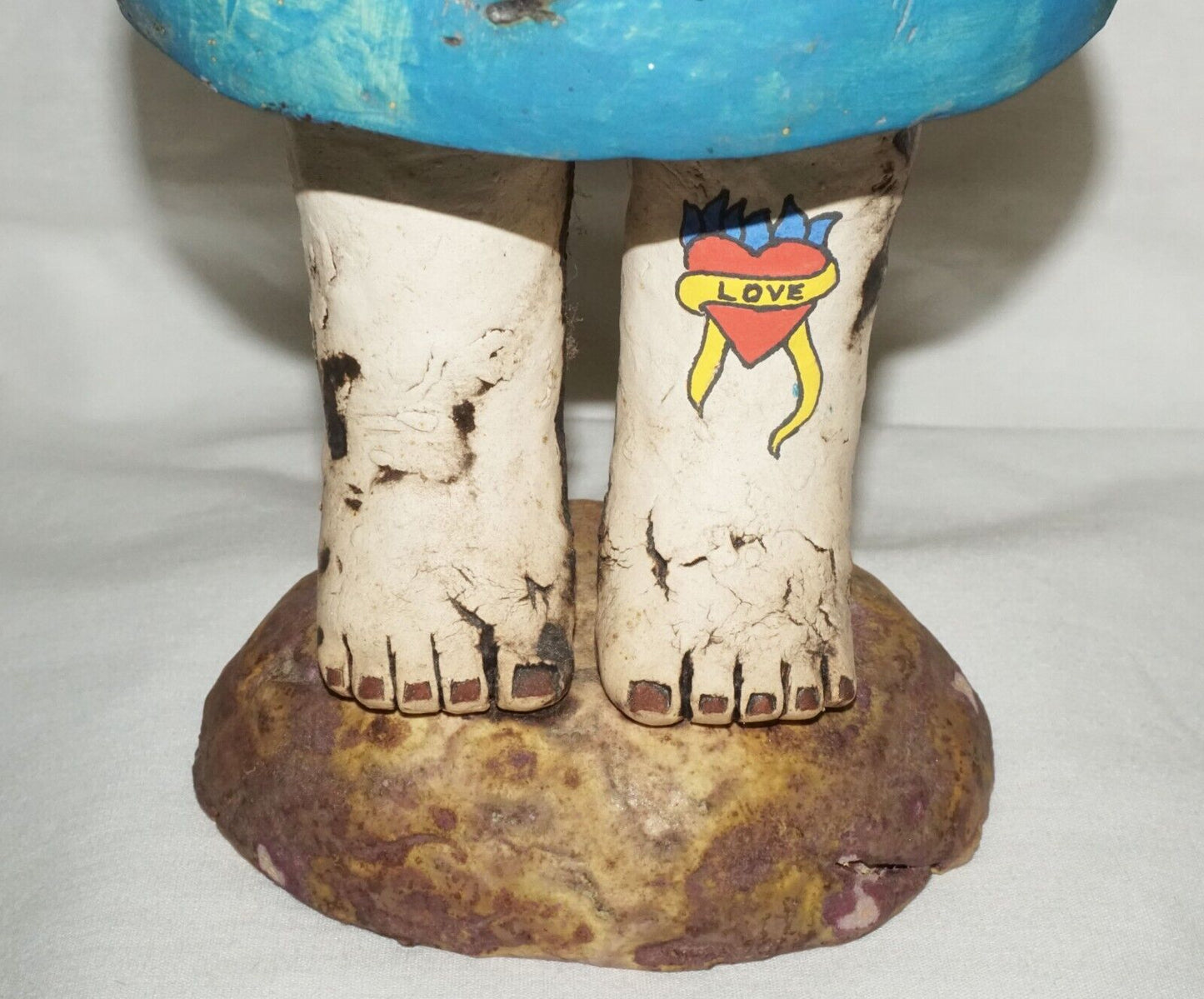 Contemp. Hawaii Pottery Sculpture Ponytail & Love Tattoo Girl by Jo Rowley (CuM)