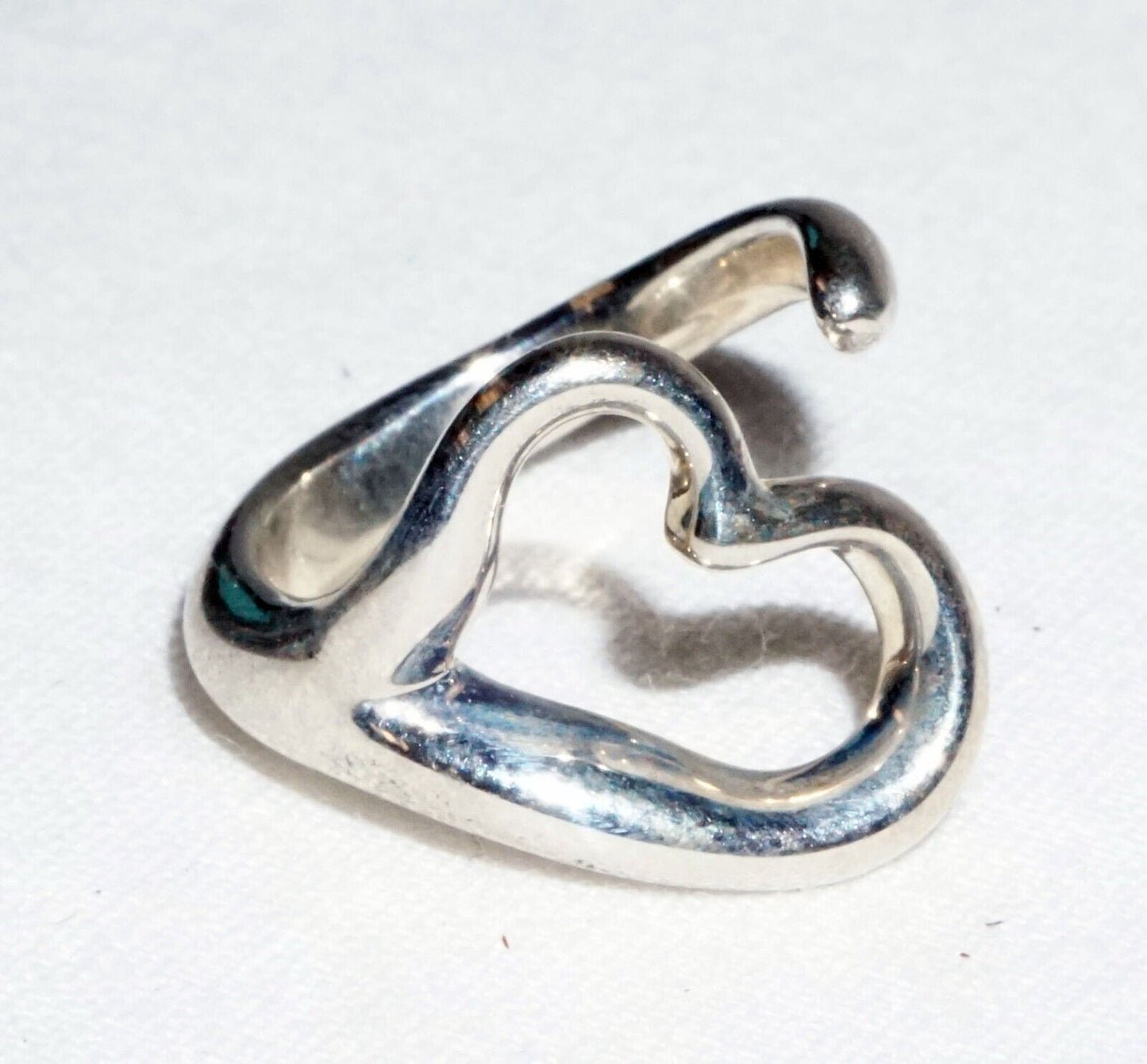 Vtg French Sterling Silver Open Heart Ring Sz.4 Elsa Peretti Tiffany & Co. (InS)