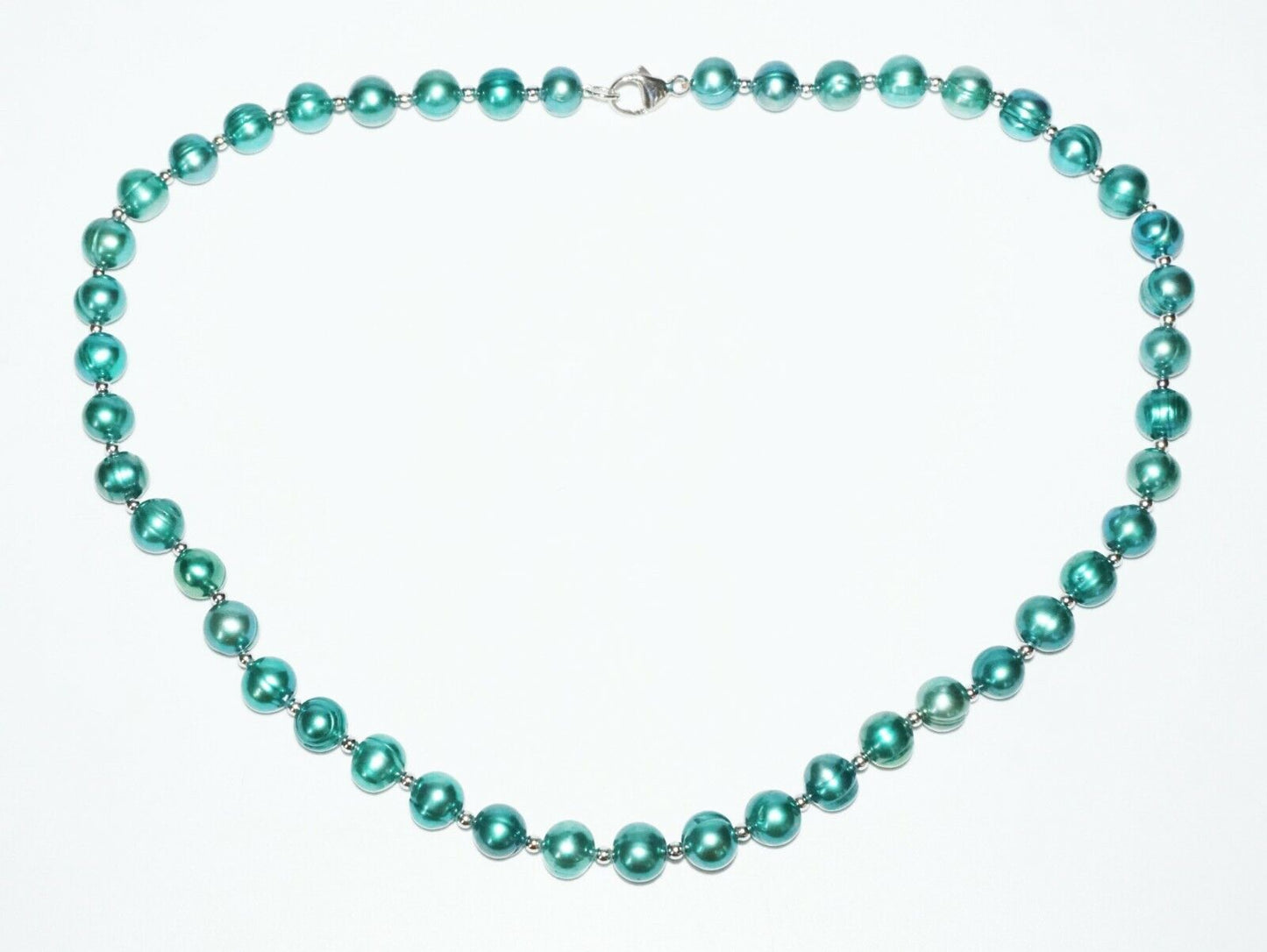 3Pc Multicolored Single Strand Pearl Necklaces w. Sterling silver Clasp(SaR)#450