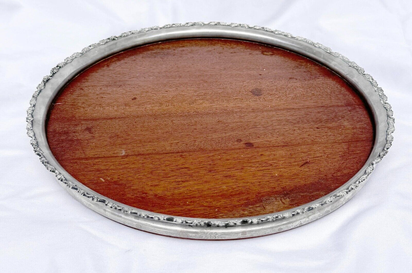Vintage Shreve & Co San Francisco Silver & Mahogany Tray 11.25" (SmM)