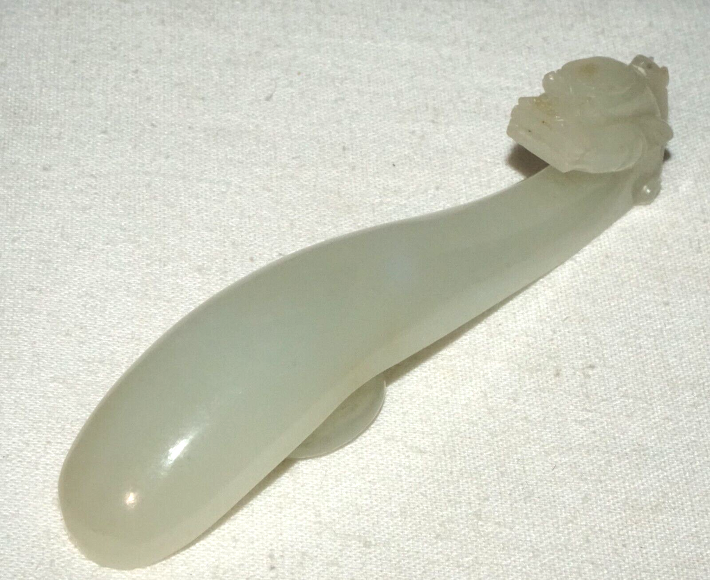 Antique Chinese Grey Green Nephrite Jade Dragon Belt Hook (UVi)#23
