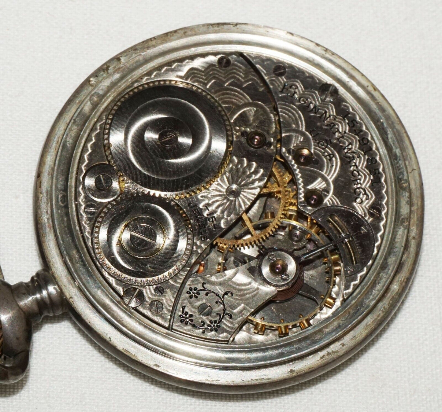 1911 US Sterling Silver Open Face Manual Movement Pocket Watch by Elgin (KoM)