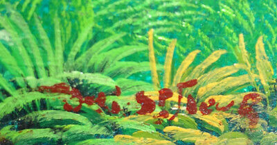 1980's Haitian Acrylic Mini Painting "Washing Laundry" by illegible signed (Stea