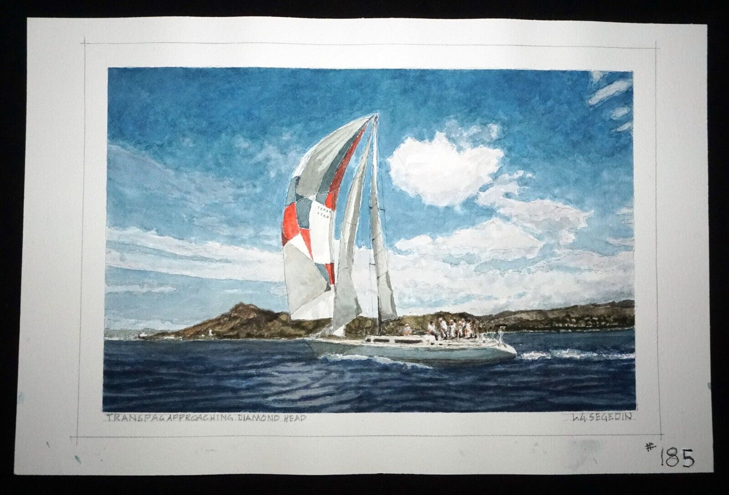 Hawaii Watercolor Painting Transpac Approaching Diamond Head Larry Segedin #185