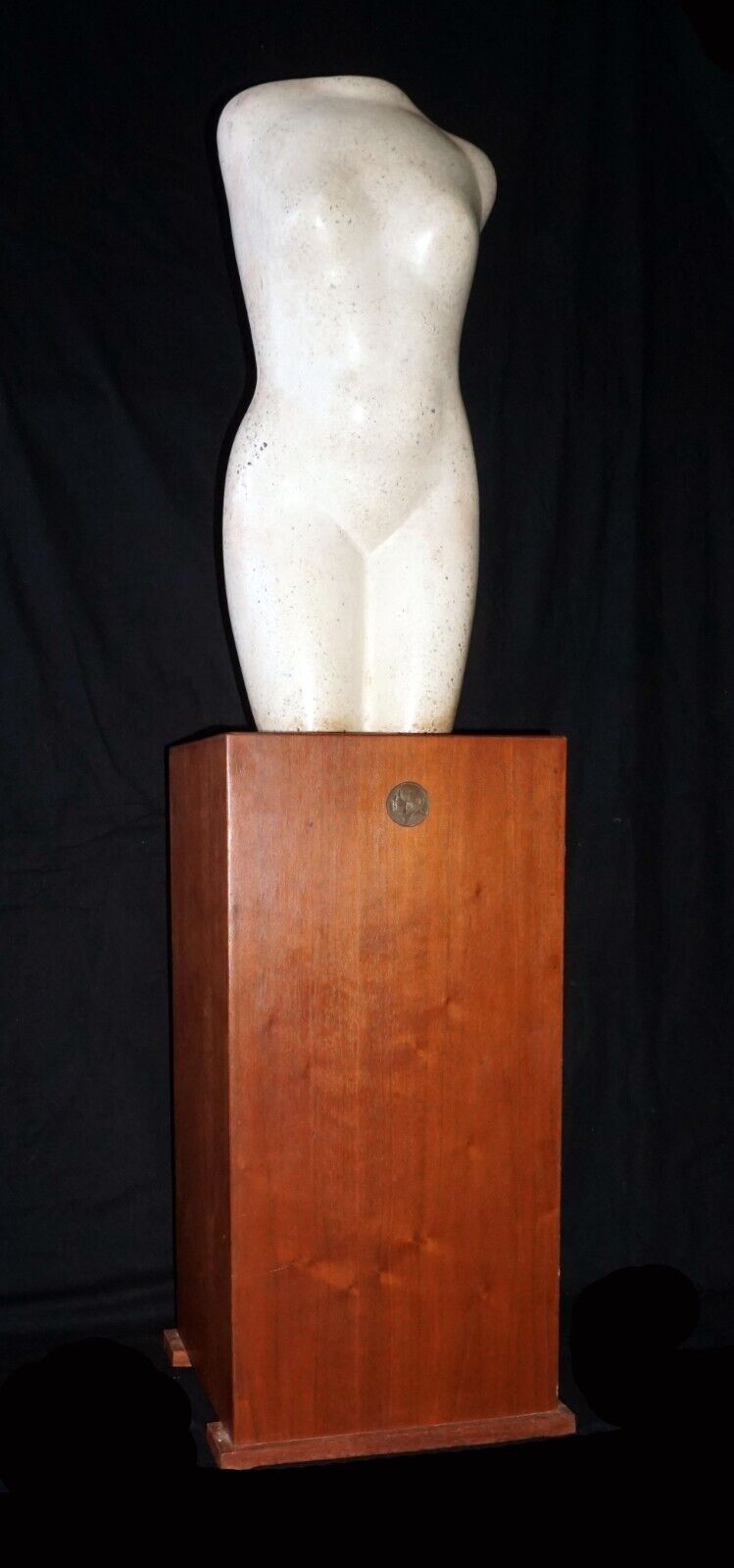 1930s Italy/CA White Stone Sculpture Torso by Beniamino B. Bufano on Stand (OkJ)