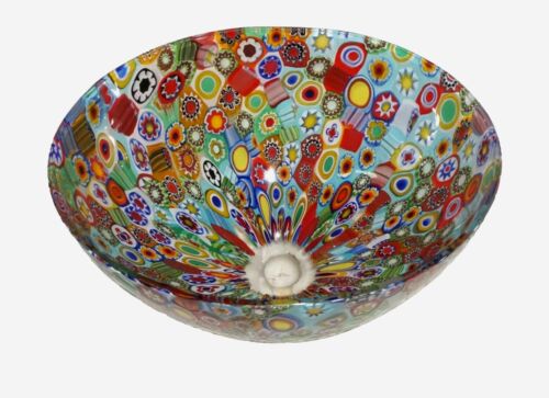 Vintage Italian Murano Millefiori Oval Footed Glass Bowl (MiM)