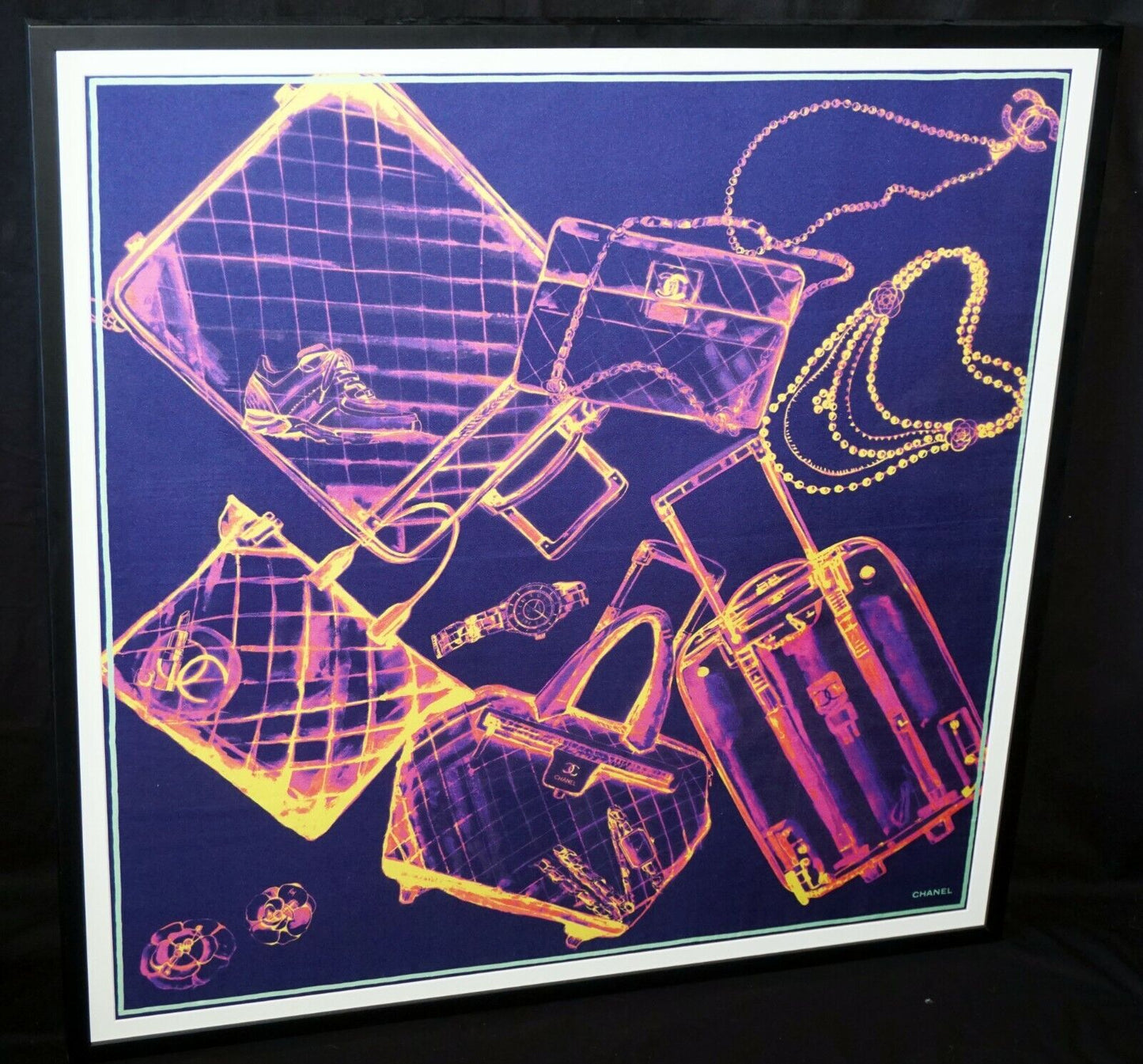 Vintage French Framed Silk X-Ray Scarf Luggage Jewelry & Shoes by Chanel (MeG)