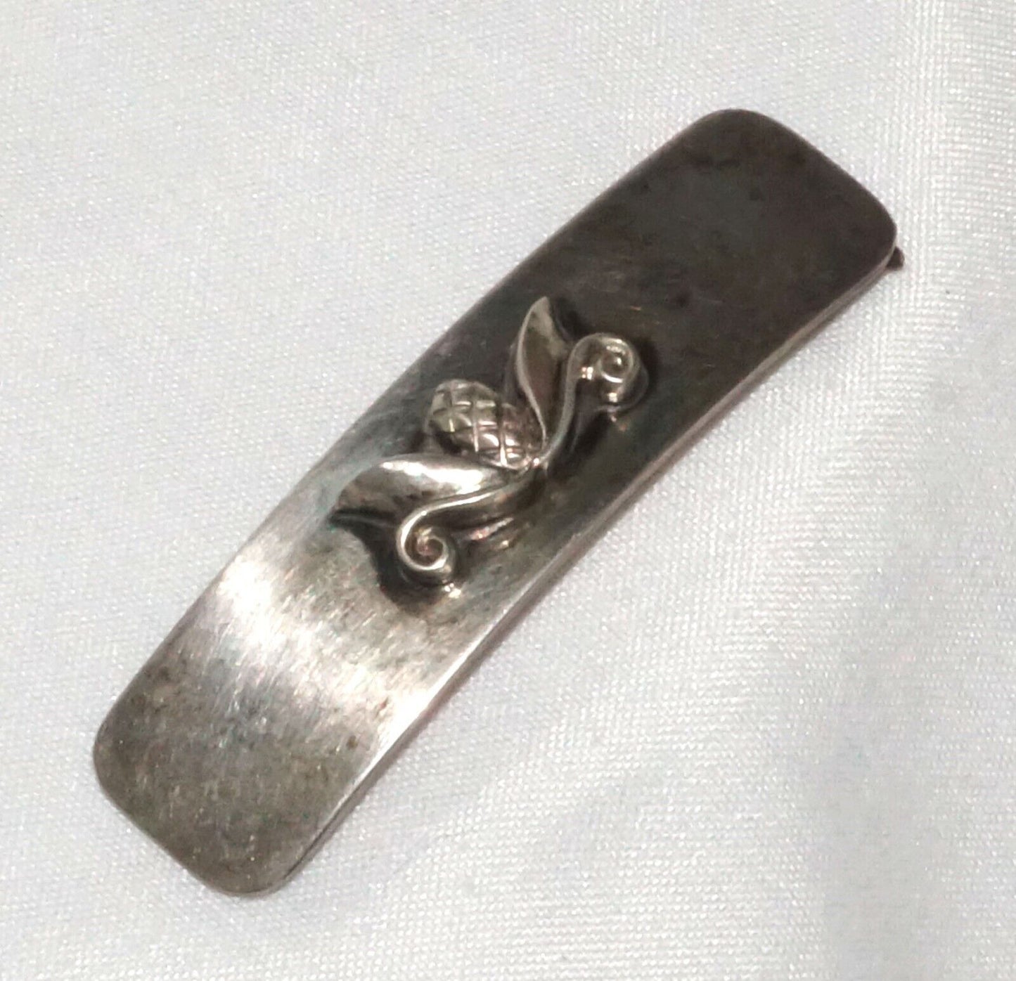 Vintage Georg Jensen Style Sterling Hair Clip w Acorn Accent (QuC) 24