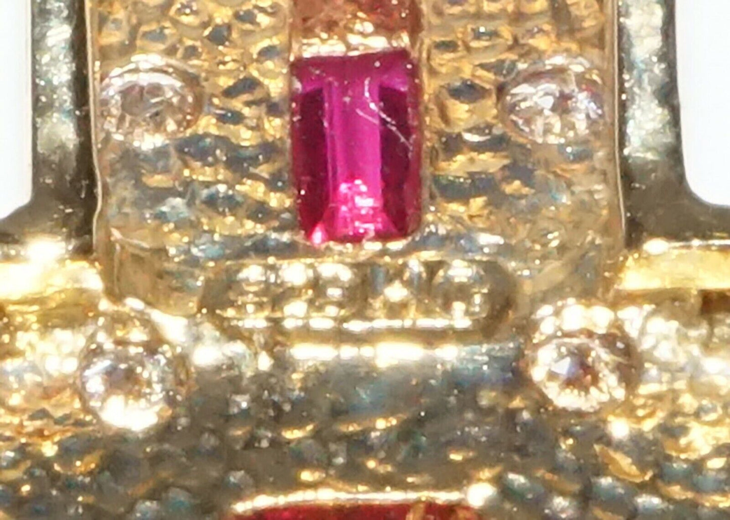 3Pc Vintage Sterling Silver Cross & Disk Pendant Lot w. Ruby, Diamonds (SaR)#434