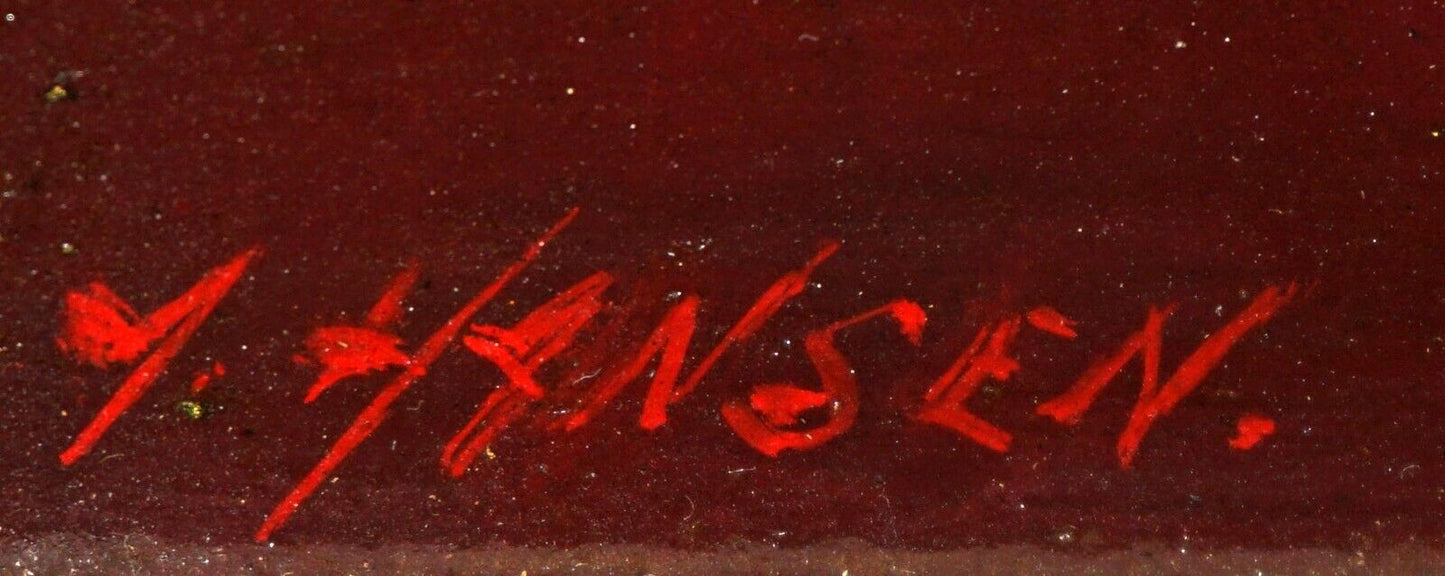 Vintage US Framed Oil Still Life Painting Glass of Red Wine by A. Hansen (FeO)