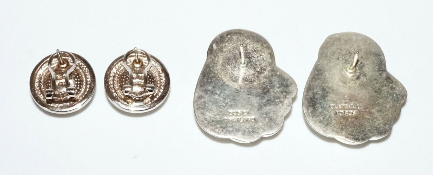 2x Pairs Vintage Thai & China Sterling Silver & Pearl Earrings (SaR)#381